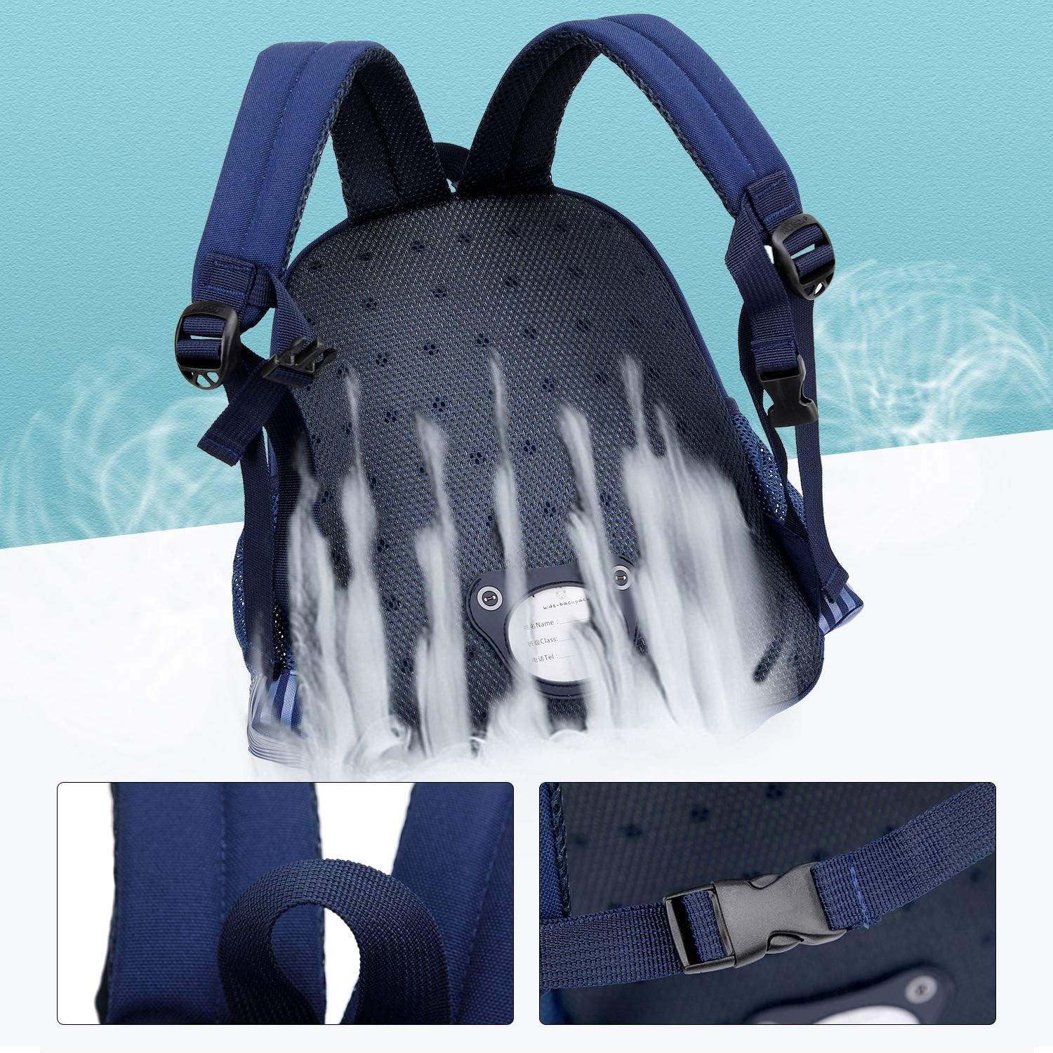 Willikiva Cute Zoo 3D Kids Backpack for Boys and Girls Toddler Backpack Bags - Blue Car Small Size,Age 1-2 image number 7