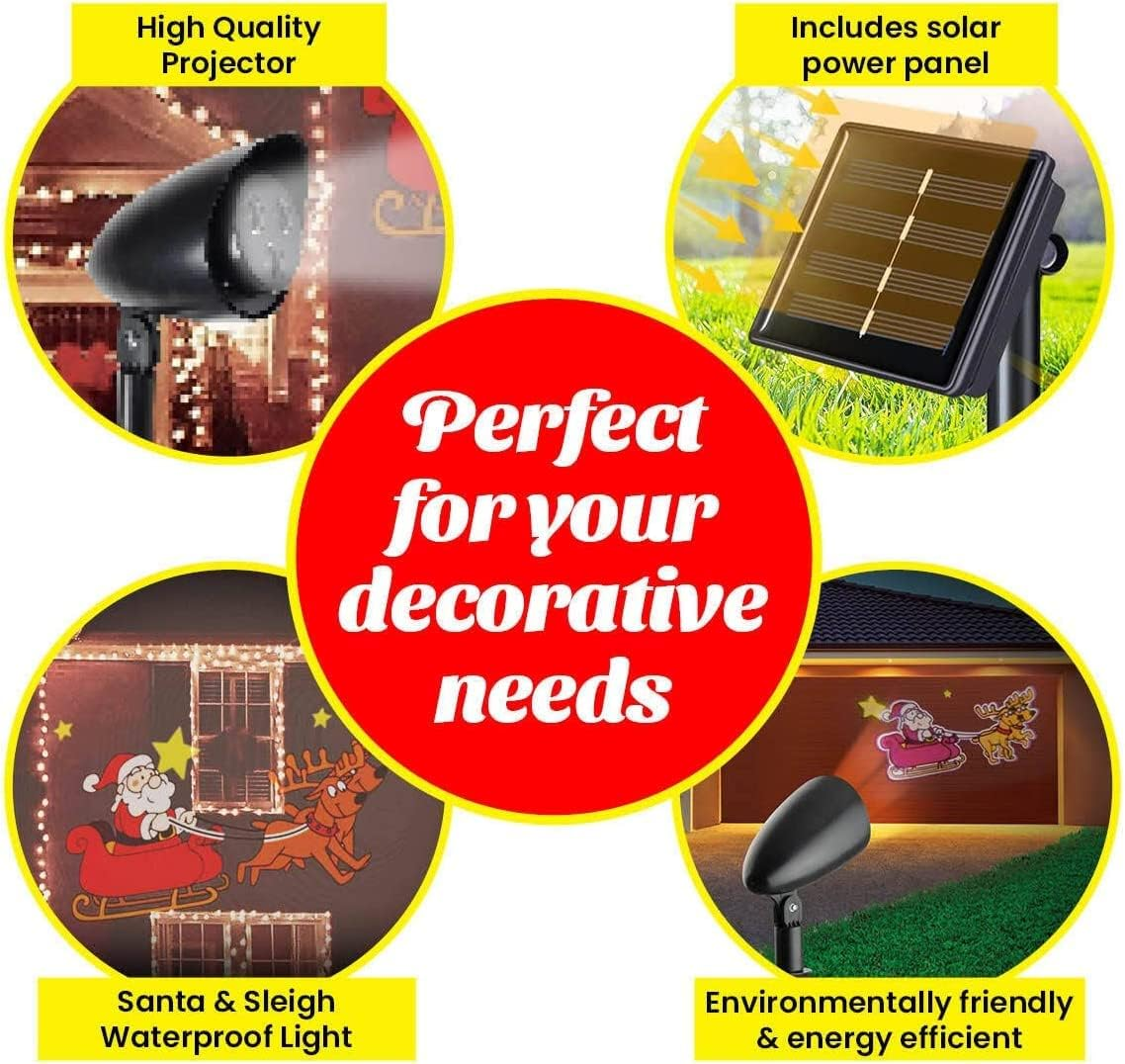 Christmas by Sas Light Projector LED Solar Lighting Santa Reindeers & Sleigh image number 4