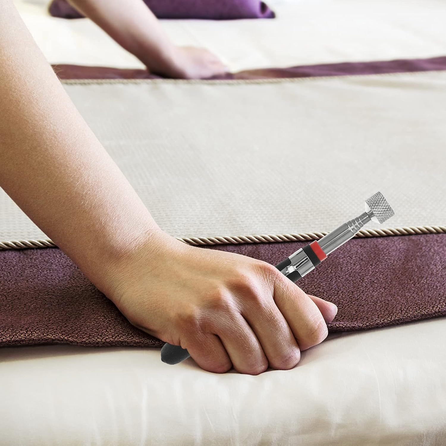 Hoement Magnetic Pickup Tool Telescoping Stick Flexible Magnetic up Tool LED Inspection Mirror Set for Automotive and Home Use 4Pcs Kit image number 4