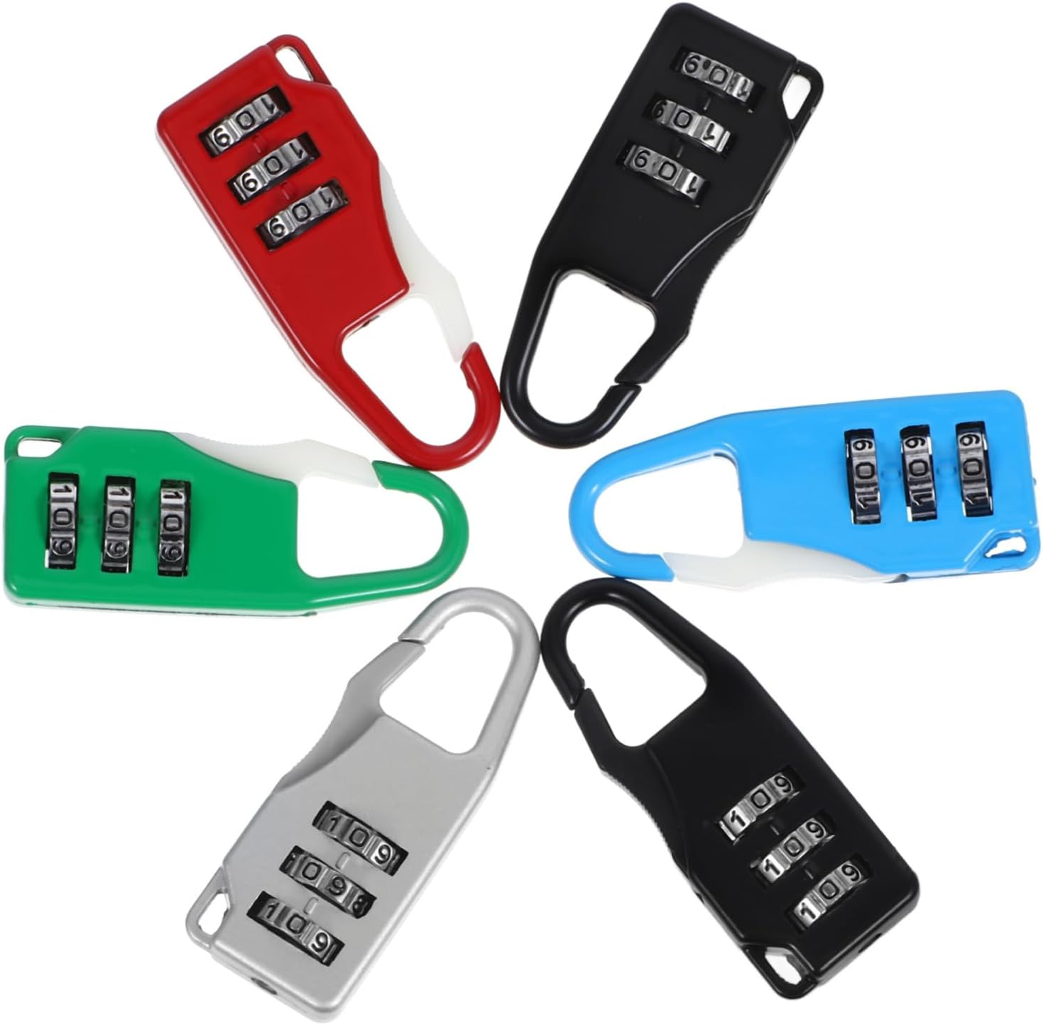 OSALADI 6Pcs Combination Luggage Locks Set, 3-Digit Password Padlocks with Zinc Alloy Body, Multipurpose Suitcase, Backpack and Gym Locker Security Locks for Travel and Outdoor Use image number 1