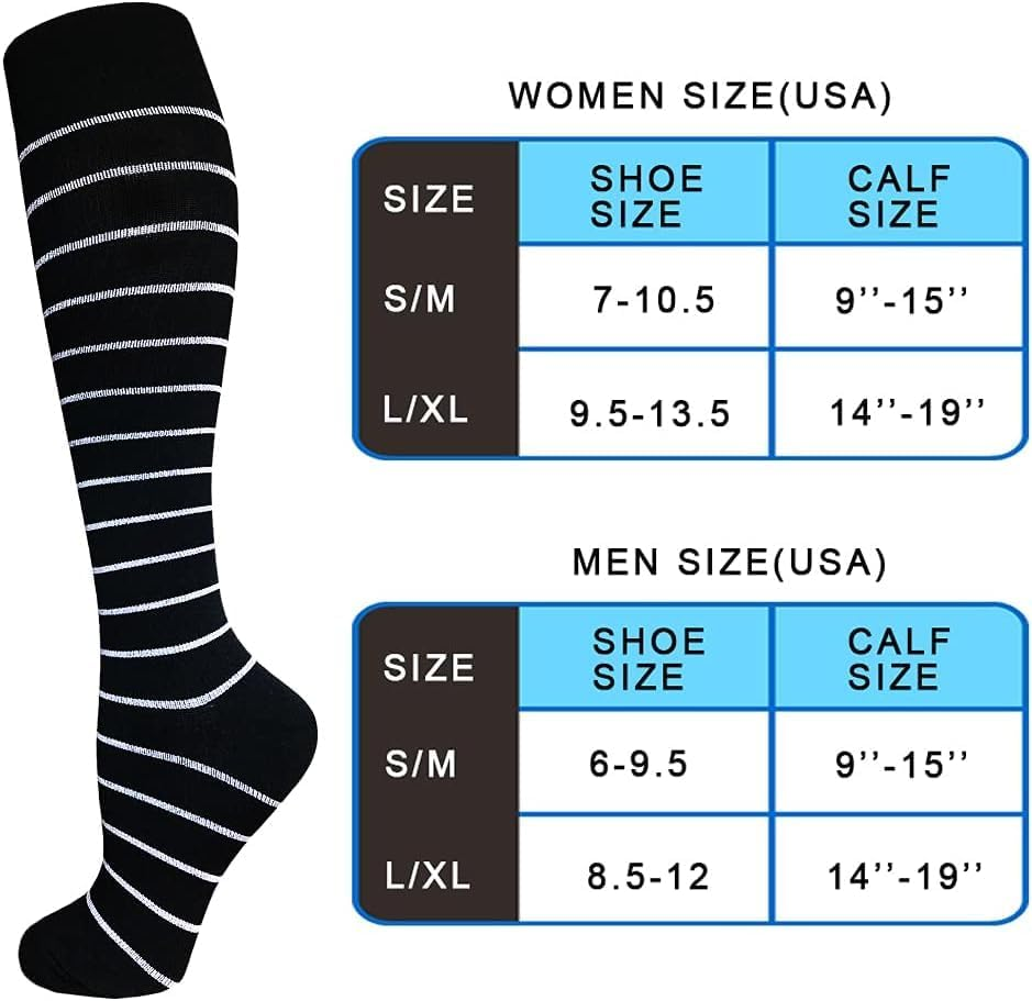 Compression Socks for Women & Men Circulation (6 Pairs) 15-20 Mmhg Is Best Support for Athletic Running Cycling image number 7