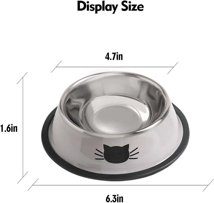 Cat Bowls, Set of 2 Cat Feeding Bowls, Cat Feeding Bowls, Double Cats, Water Feeding Bowl, Stainless Steel image number 3