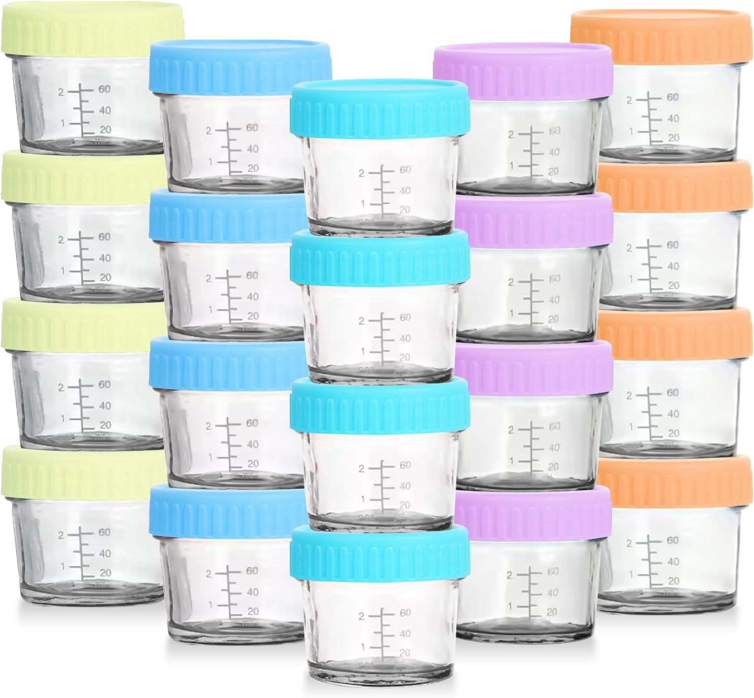 Necomi Glass Baby Food Storage Jars,20 Pack,4Oz Baby Food Jars with Airtight Lids,Small Meal Preparation Cans for Baby Food，Fruit and Vegetable Puree, Small Snacks,Freezer & Microwave Safe