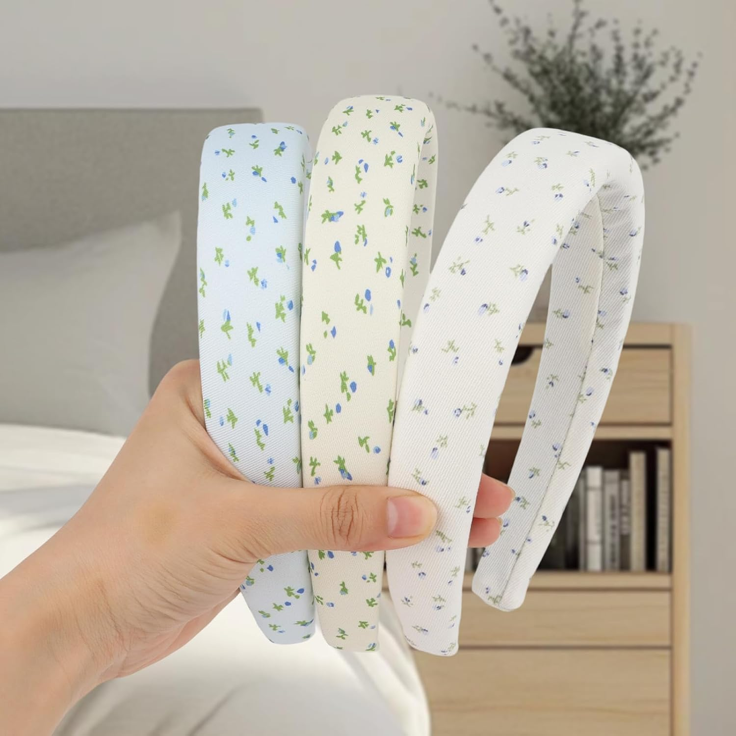 Bumlofa Set of 3 Women'S Headbands, Wide Headbands, Elegant, Stylish Hair Accessories with Floral Pattern image number 2