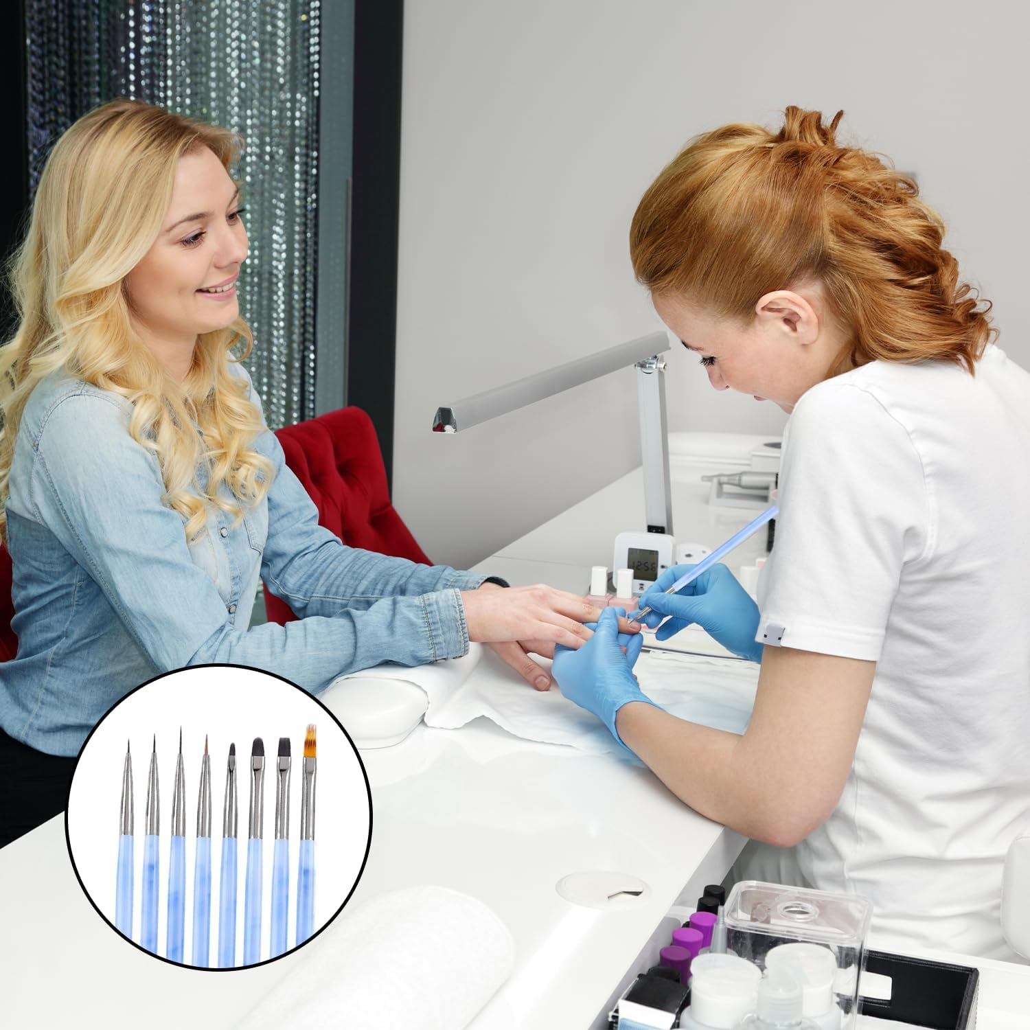 8 Piece Nail Brush, Brush for Gel Nails Set, Nail Design Gel Brush, Dotting Painting, Line Pen, Acrylic Brush Fineliner for DIY Nail Art Design image number 2