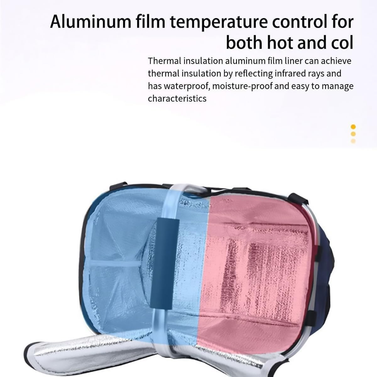 AIMALL Portable Folding Picnic Basket with Aluminium Foil Insulation, 24X39X23Cm Oxford Lunch Cooler Bag for Outdoor Camping, Takeaway, Shopping and Fast Food Storage - Black image number 3