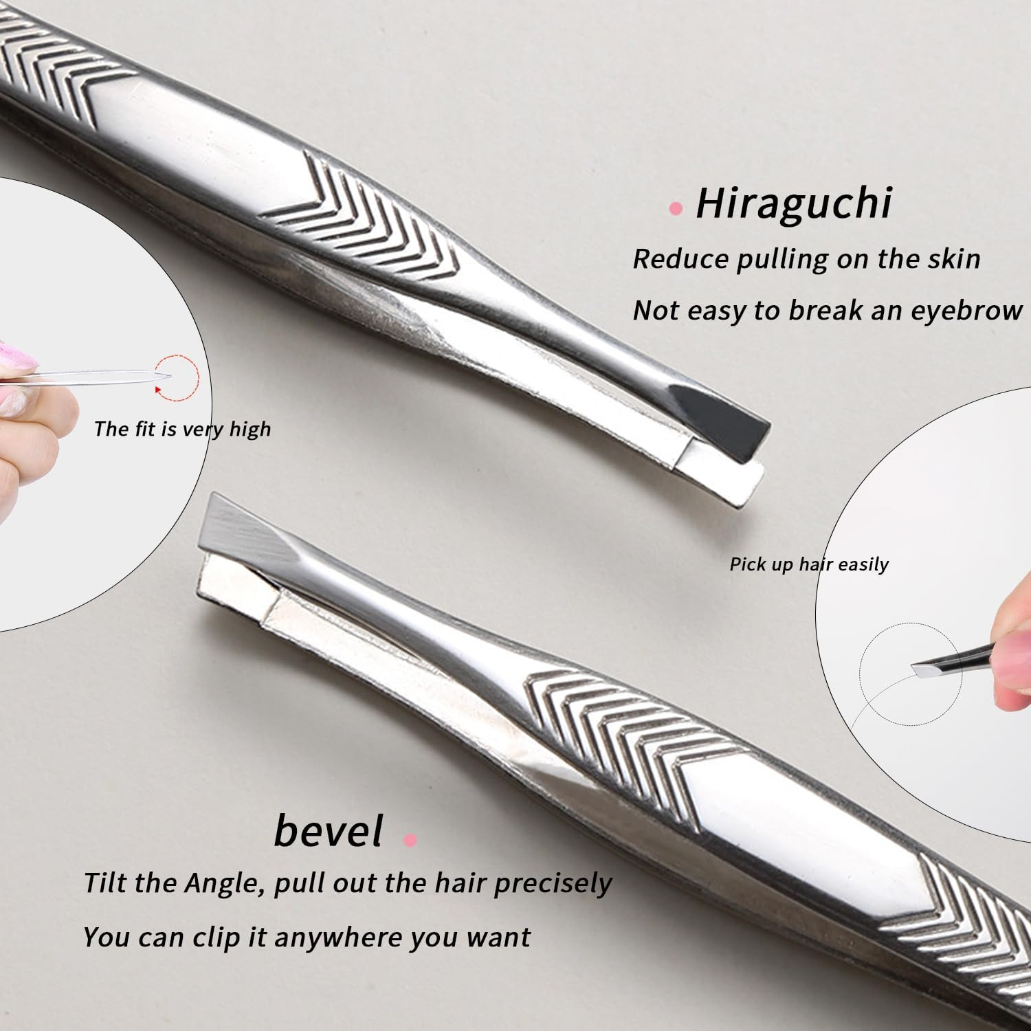 2Pcs Stainless Steel Tweezers for Man Women Facial Hair Eyebrow Chin image number 1