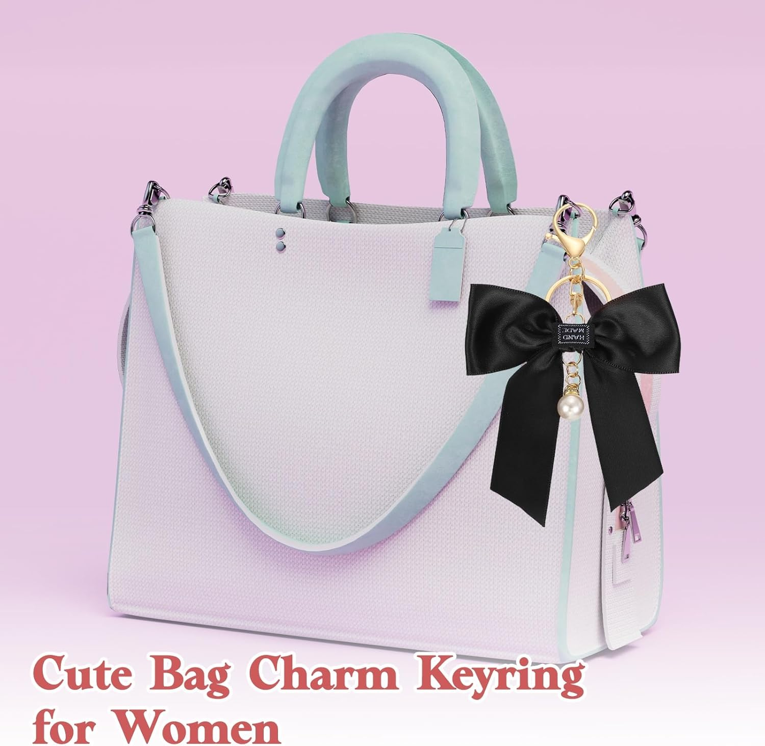 Uxcell Bow Knot Keychain, Cute Bag Charm Keyring, Bow Accessories for Women Purse, Backpack, Car Key, Phone Decoration (Red with Pearl) image number 4