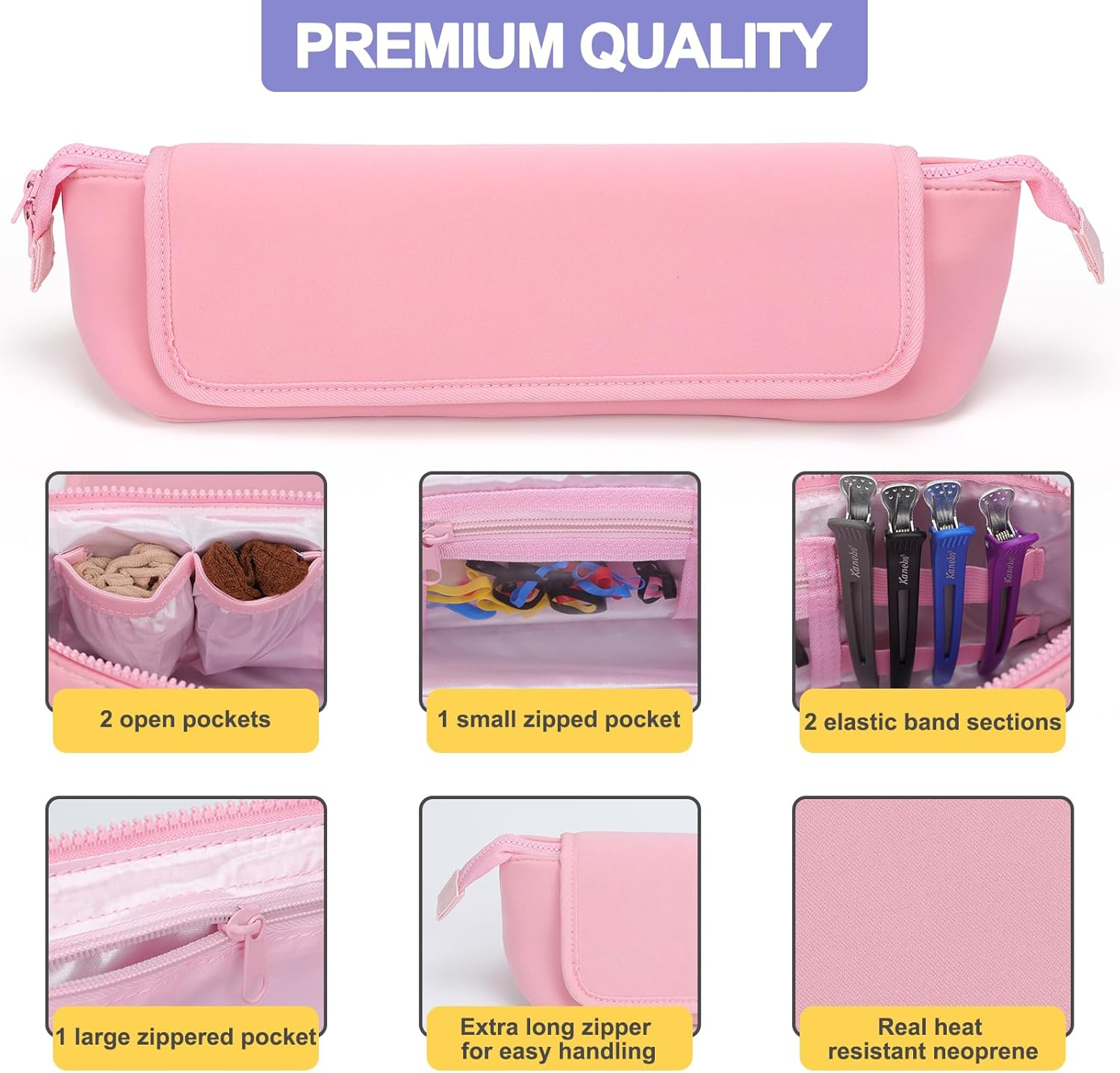 BAQRAXIA Heat Protection Case, Heat Resistant Bag for Straighteners, Hair Tools Travel Bag, Pink, Pink, Heat Resistant Straightener Bag image number 1