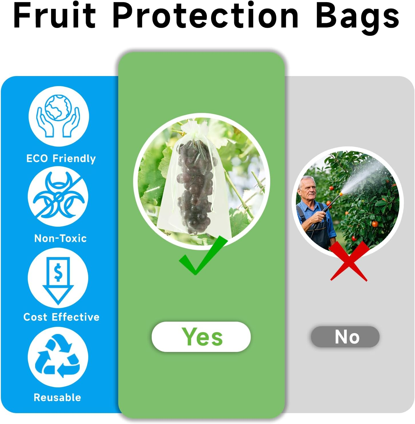 Smilelucky 100PCS Fruit Protection Bags with Drawstring, 15X20Cm Green Organza Produce Bags for Fruit Trees, Mesh Netting for Garden Protection image number 3