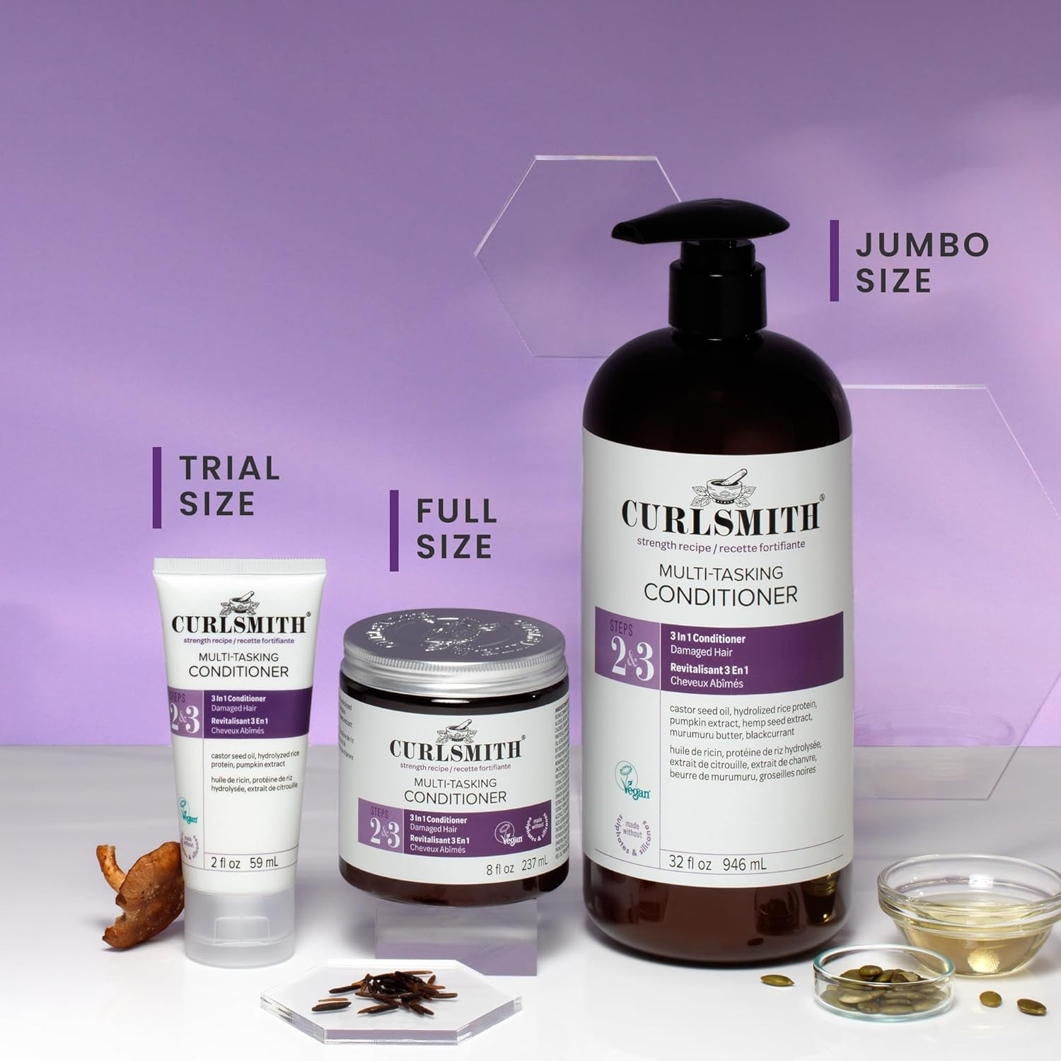 CURLSMITH &ndash; Multi-Tasking Conditioner, 3 in 1 Conditioner with Proteins, for Damaged Hair (8 Fl Oz) image number 1