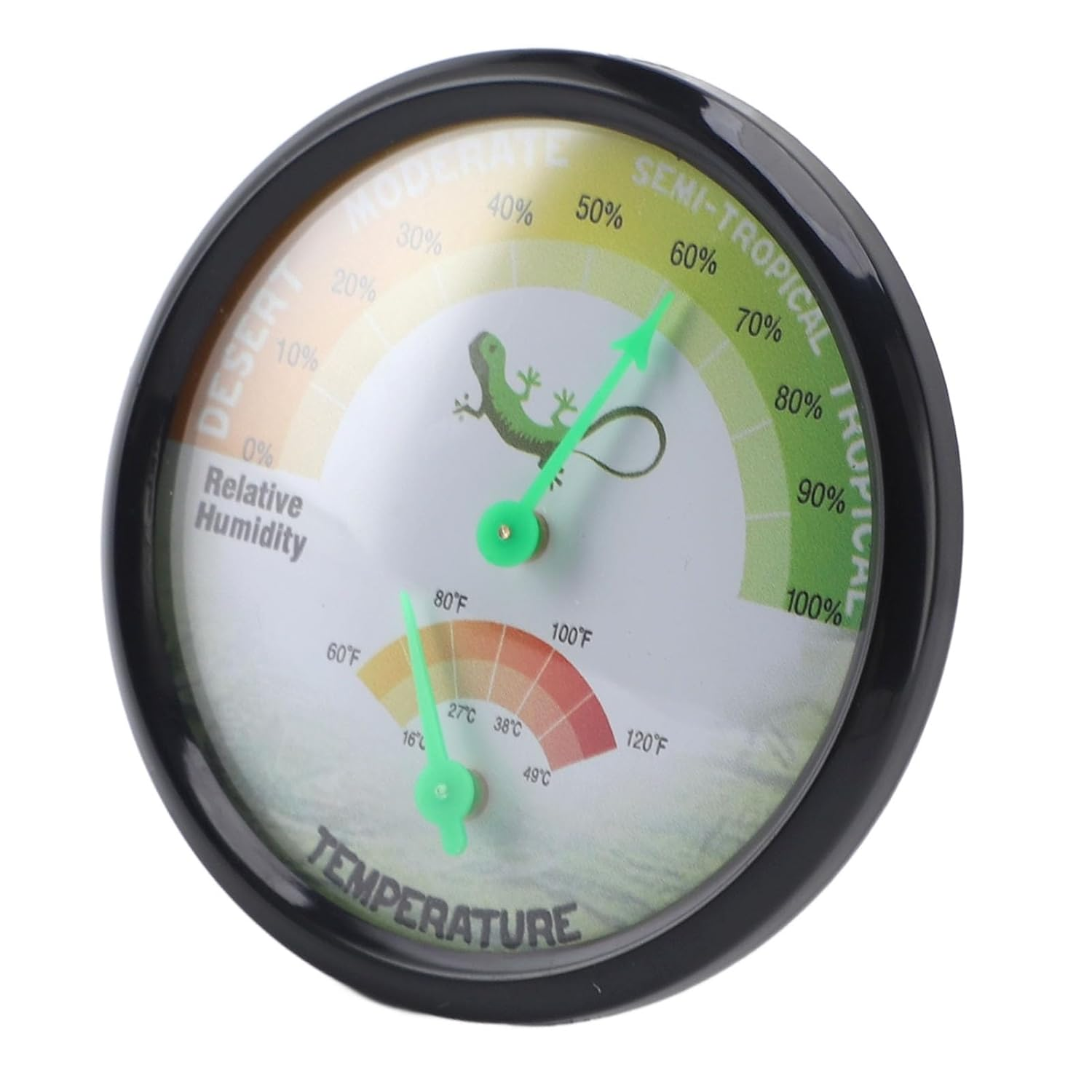 Fdit High Precision Mechanical Dial Thermometer Hygrometer Temperature Humidity for Pets Reptiles, No Battery Needed ABS PC Aluminum Dial Compact Design for Pet Crate or Small Spaces image number 5