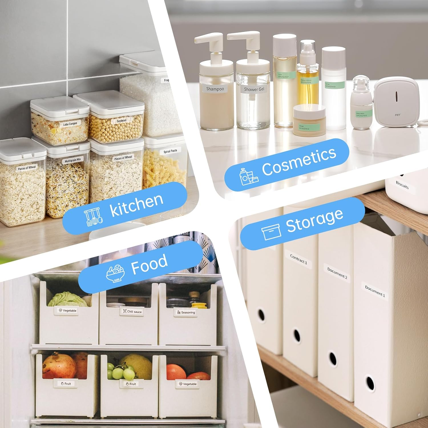 PRT QUTIE Label Maker - Customizable Portable Bluetooth Label Makers Machine with Tape, Handheld Mobile Label Printer for Home Kitchen Organization, Compatible with Ios/Android, White(3 Tapes) - Green 3 Tapes image number 7