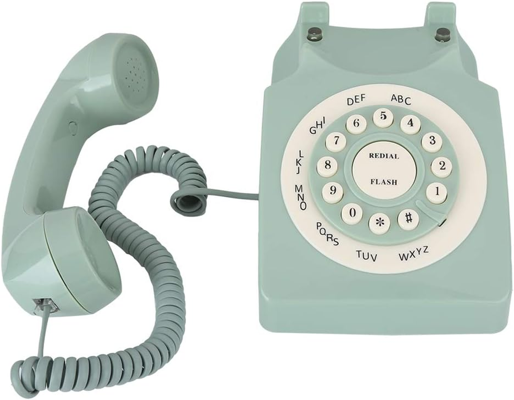 European Telephone, Light Green Pastoral Style 80S Classic Retro Antique Vintage Landline Phone for Home/Hotel/Office image number 3