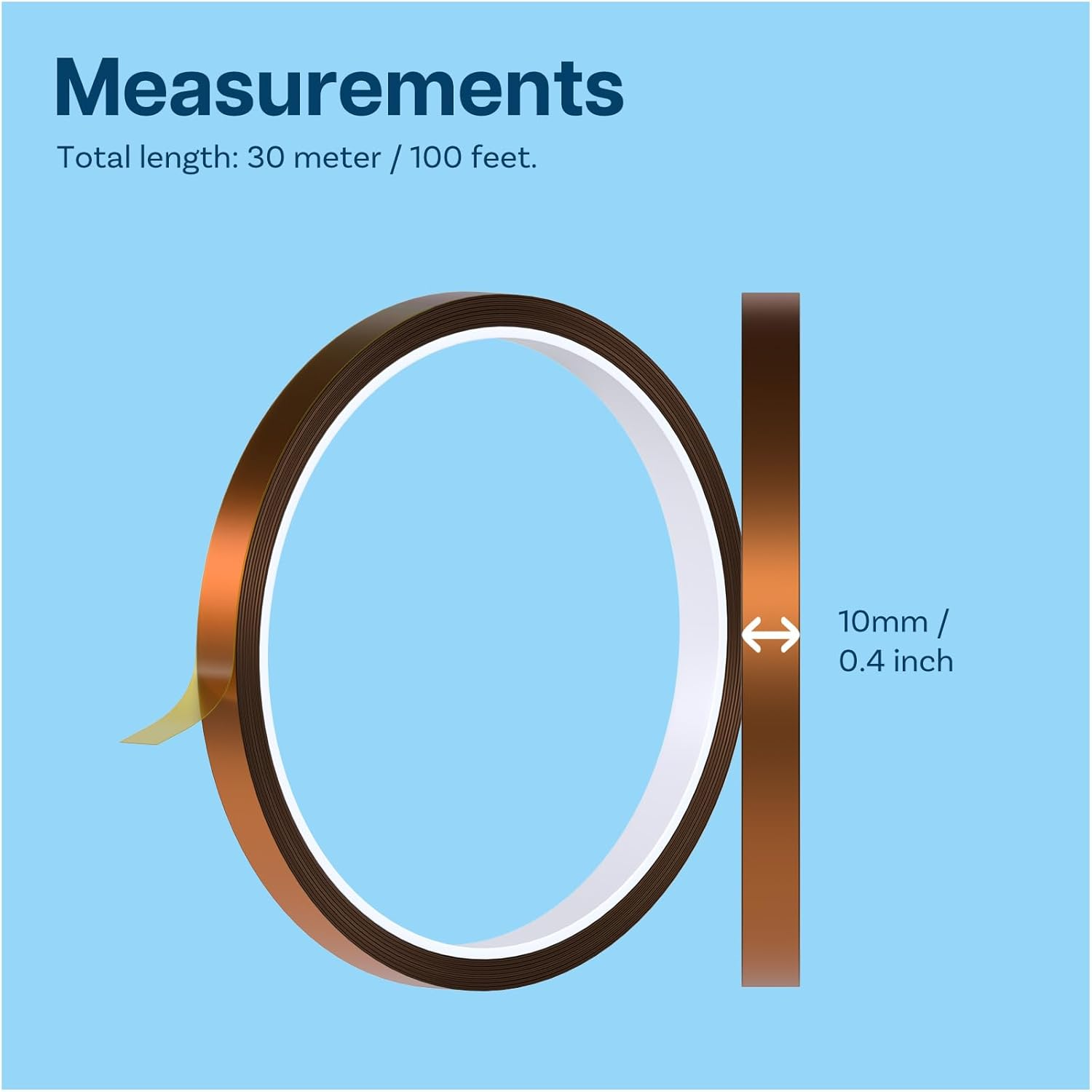 MMOBIEL 10Mm ESD Heat Resistance Polyimide Tape Sticker Strong Adhesive 30 M Long Heat Resistant up to 280&deg;C image number 5