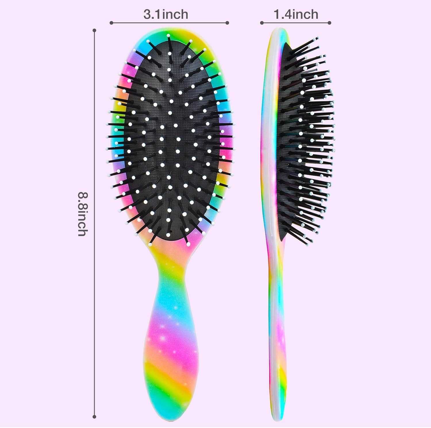 Girls Detangling Brush for Curly, Wet/Dry, Thick Hair - Pain-Free Brushing for Women (Rainbow Unicorn) image number 6
