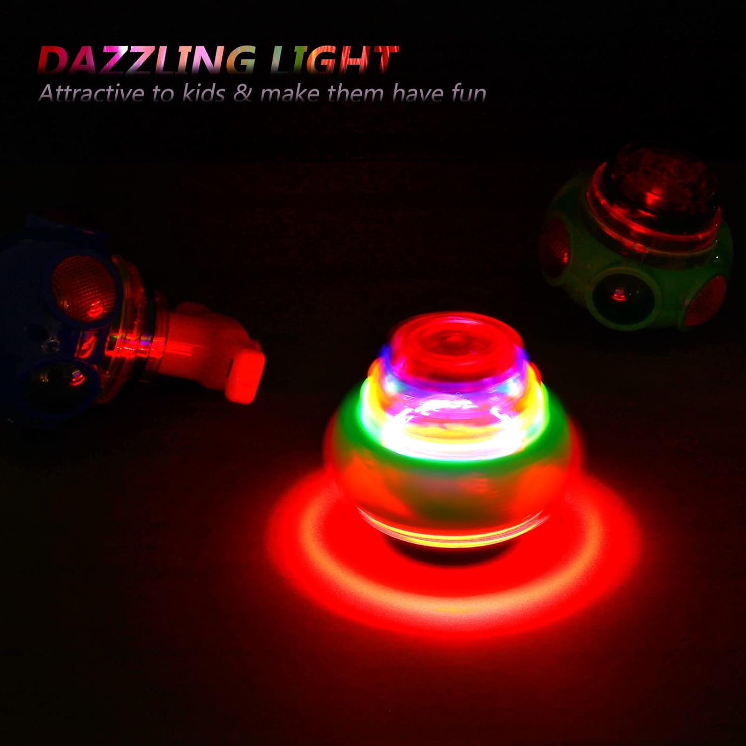 TOYANDONA 3Pcs Spinning Top, LED Light up Flashing Music Spinning Top Party Favors for Kids image number 5
