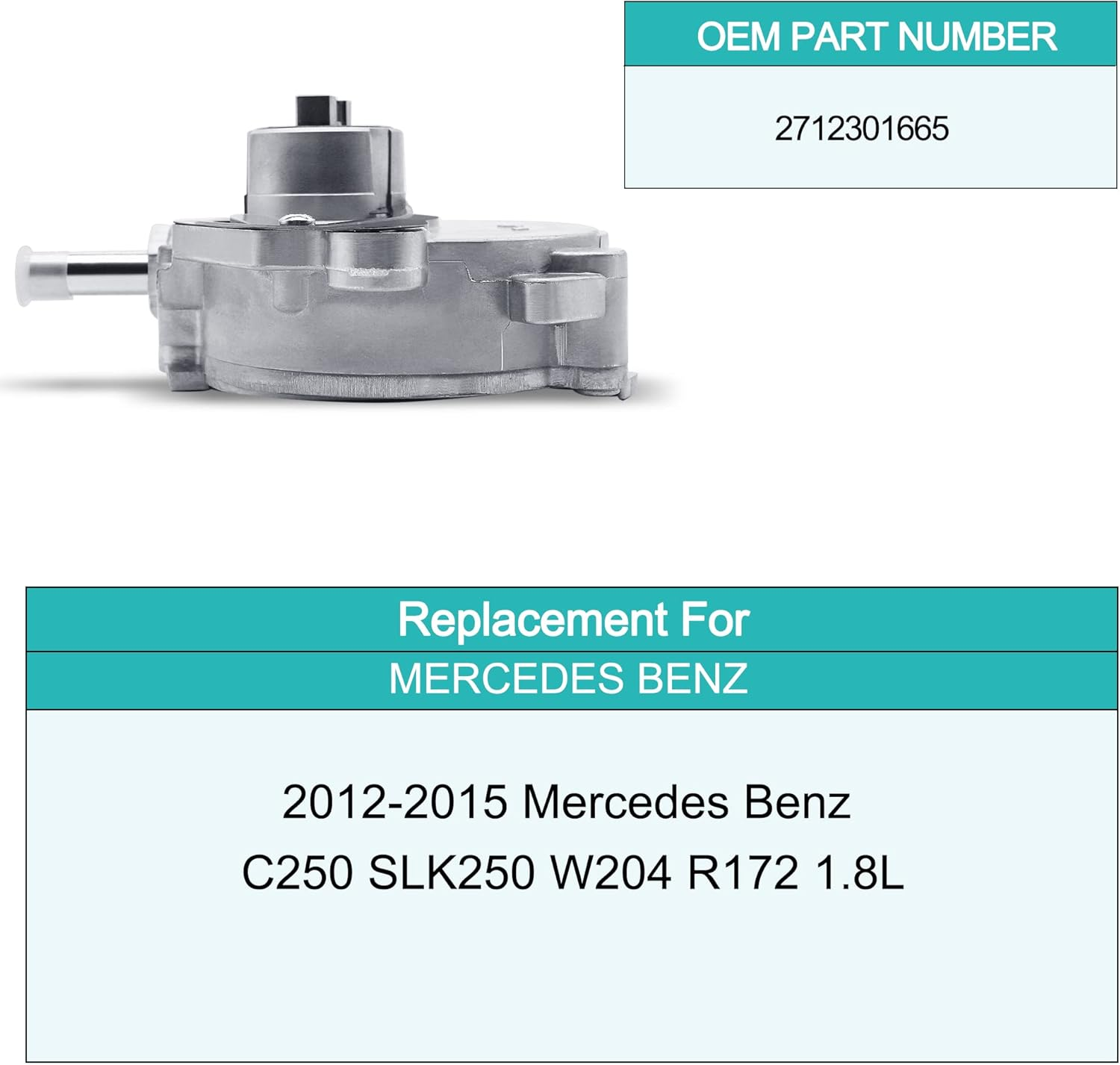 AULINK Vacuum Pump 2712301665 OE Replacement for 2012-2015 Mercedes Benz C250 SLK250 W204 R172 1.8L image number 3