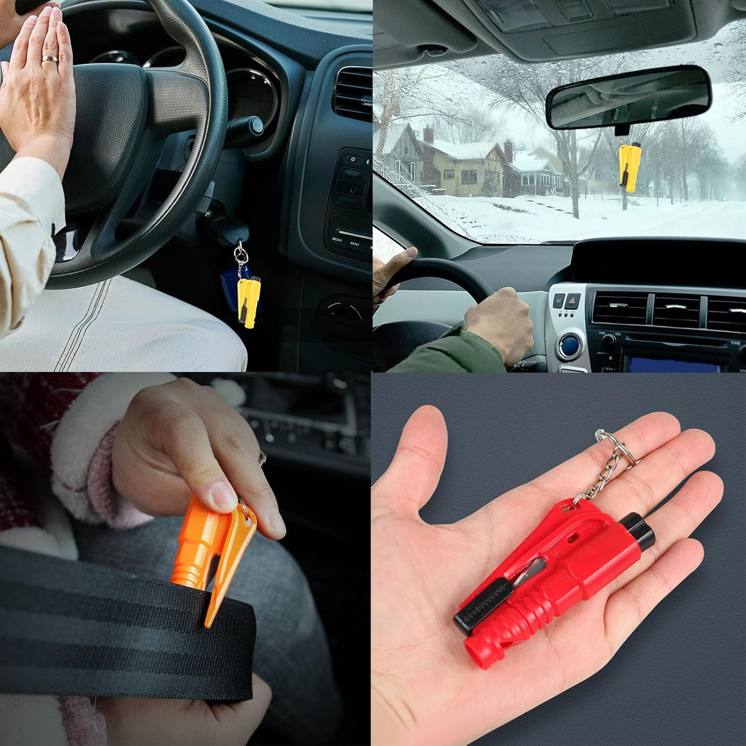 8 Pcs Window Breaker Seatbelt Cutter, 3 in 1 Glass Breaker and Seatbelt Cutter & Survival Whistle, Car Window Breaker Tool Keychain Car Escape Tool Applicable to All Cars, Green image number 5