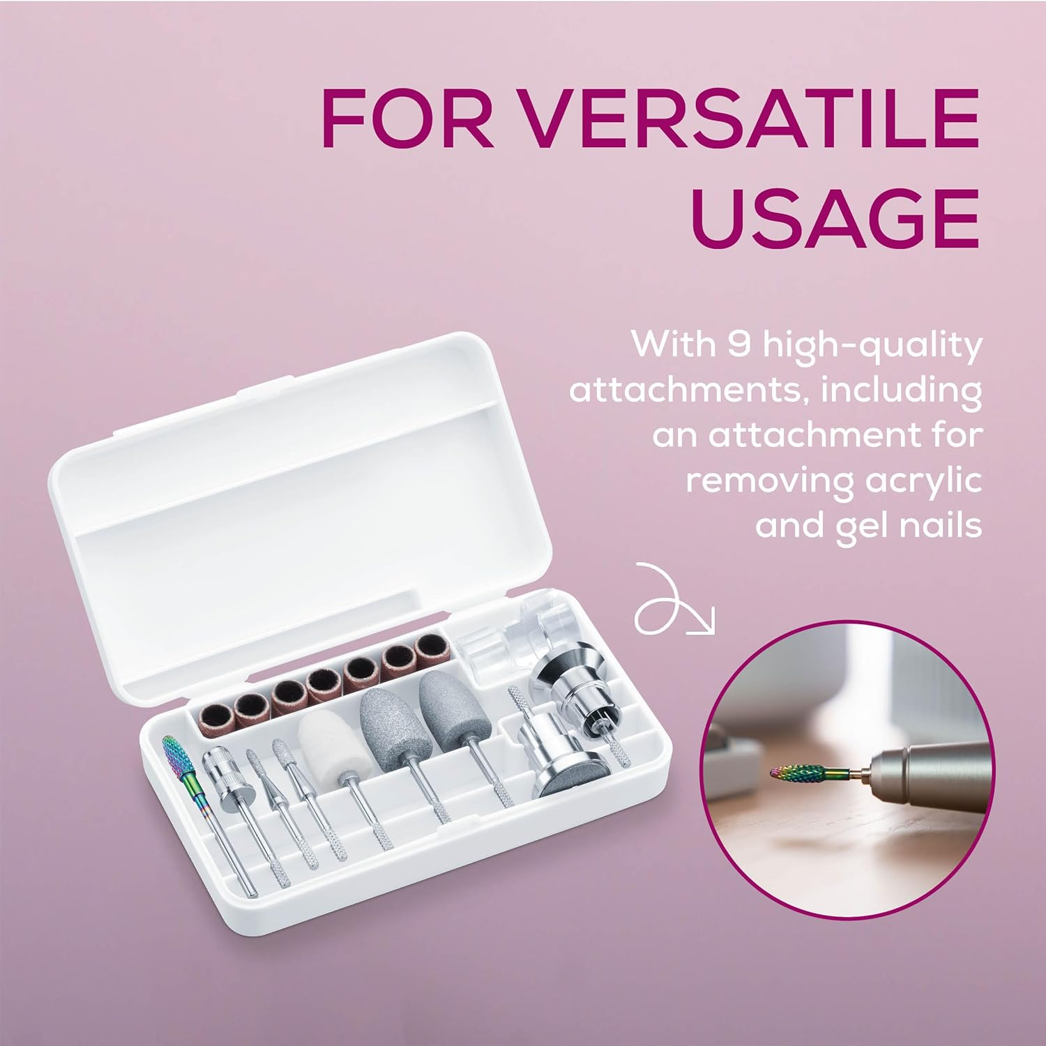 Beurer MP 200 Studionails Pro 3-In-1 Manicure / Pedicure Station, Nail Sander with UV/ LED Lamp & Dust Vacuum for Gel and Acrylic Nails, 9 Accessories image number 5