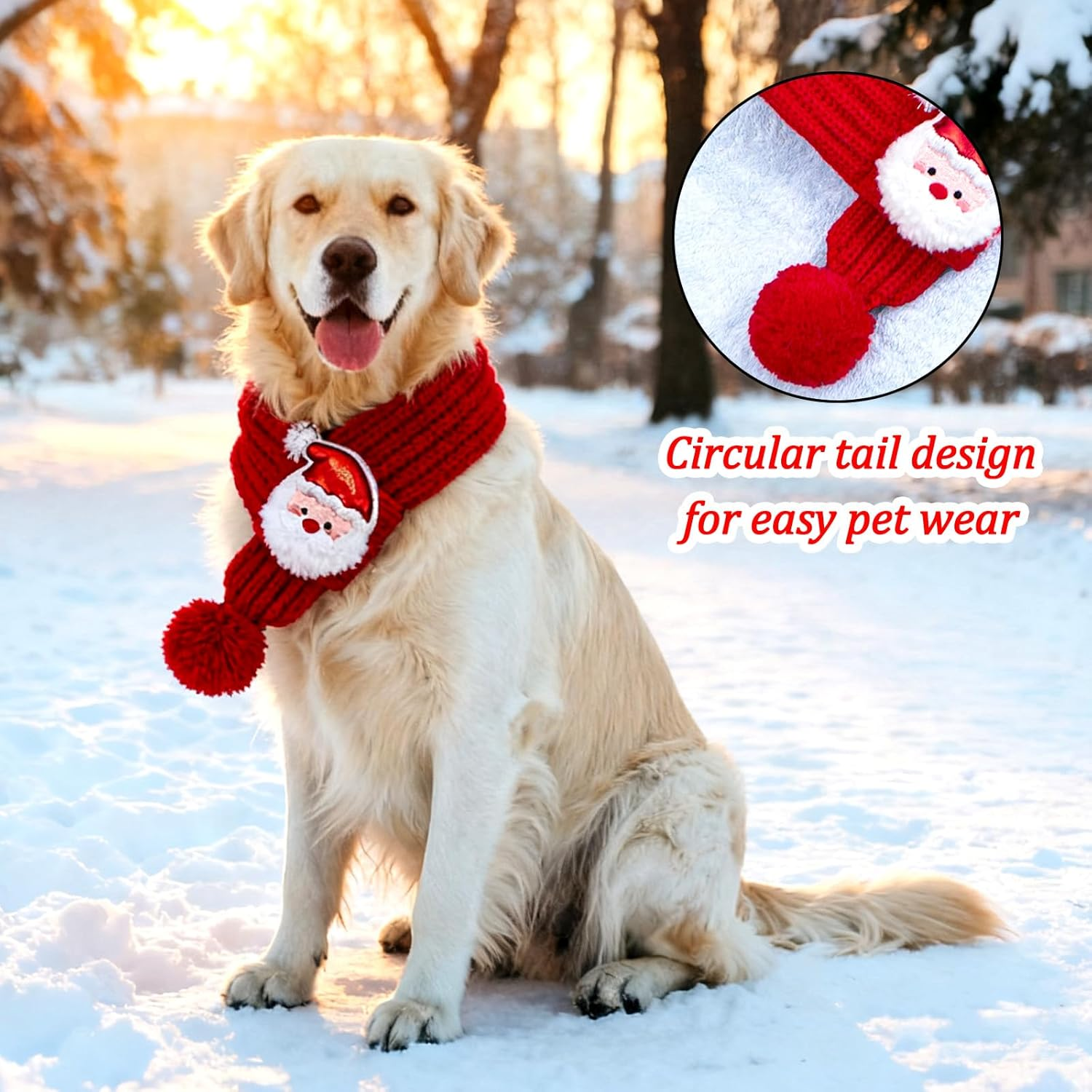 BSITSSS 2 Pieces Cat Dog Christmas Outfit, Santa Christmas Tree Cat Dog Scarf Knitted, Green and Red Pet Scarf Costume with Fuzzy Pompom for Xmas Winter Pet Puppy Kitten Costume Accessories