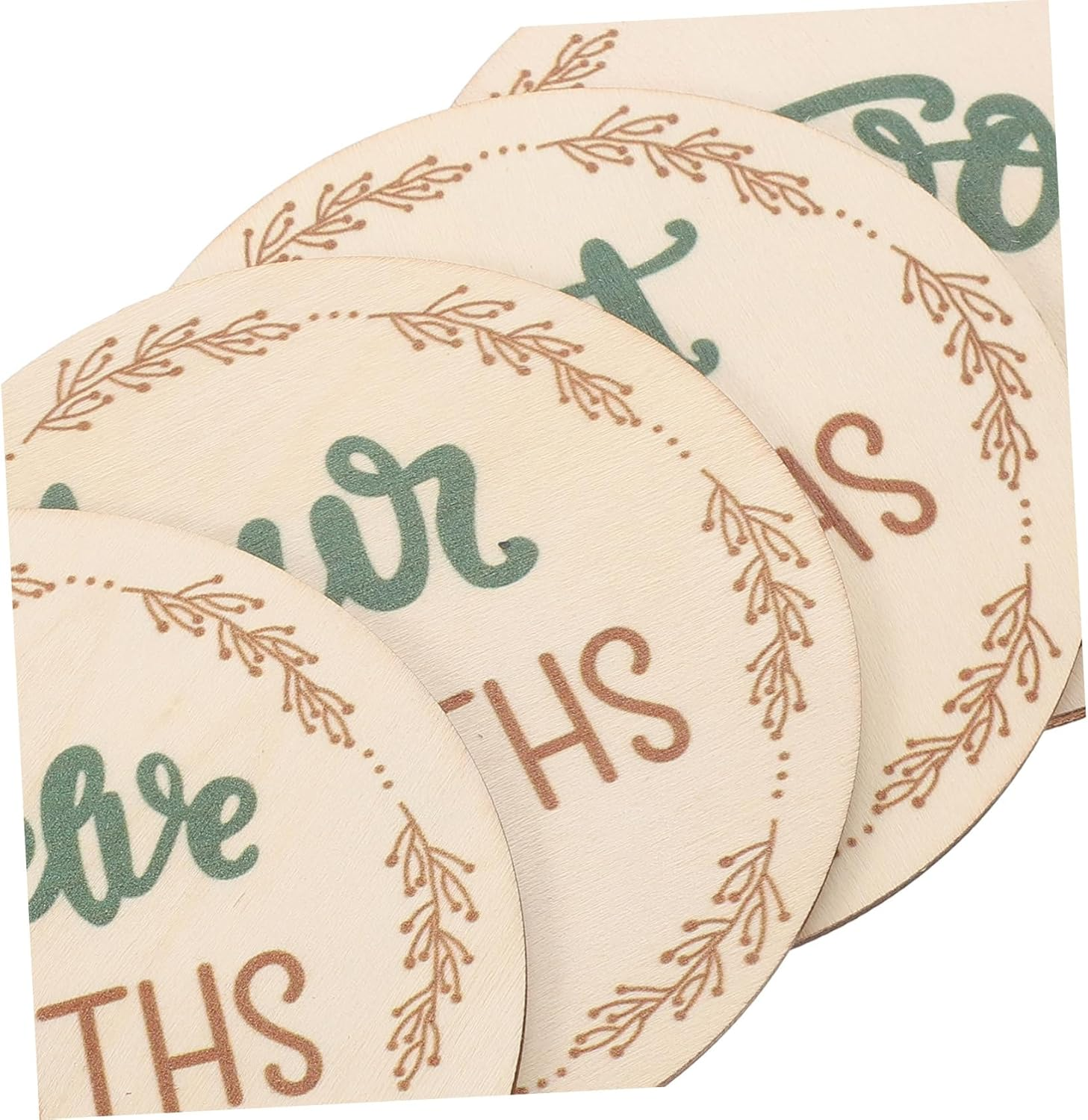 DOITOOL Wooden Monthly Milestone Cards Photo Prop Milestone Wooden Circles Decorative Markers image number 3
