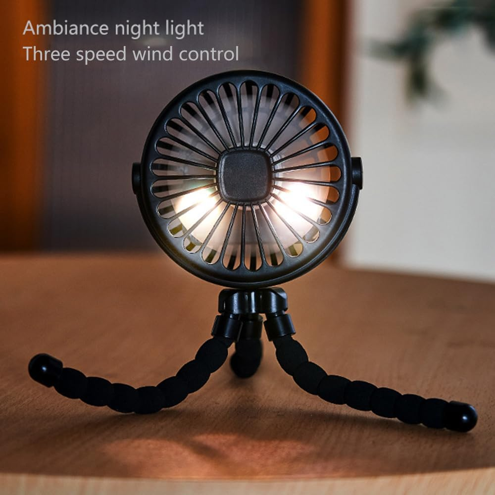 Time Vinql Stroller Fan, Outdoor Mini 3-Speed Portable Stroller Fan, Personal Desk Fan with Flexible Tripod, Car Seat Handheld Fan, Treadmill, Outdoor Camping (Black) image number 3