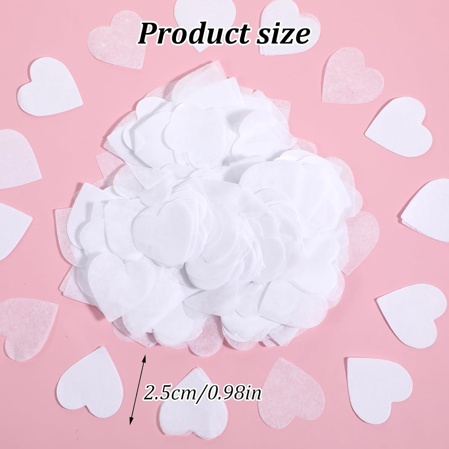 Oruola 8000Pcs Hearts Confetti, White Confetti,Wedding Confetti for Anniversary, Birthday, Graduation, Wedding, Bridal Shower & Baby Shower Parties Decorations (White) image number 3