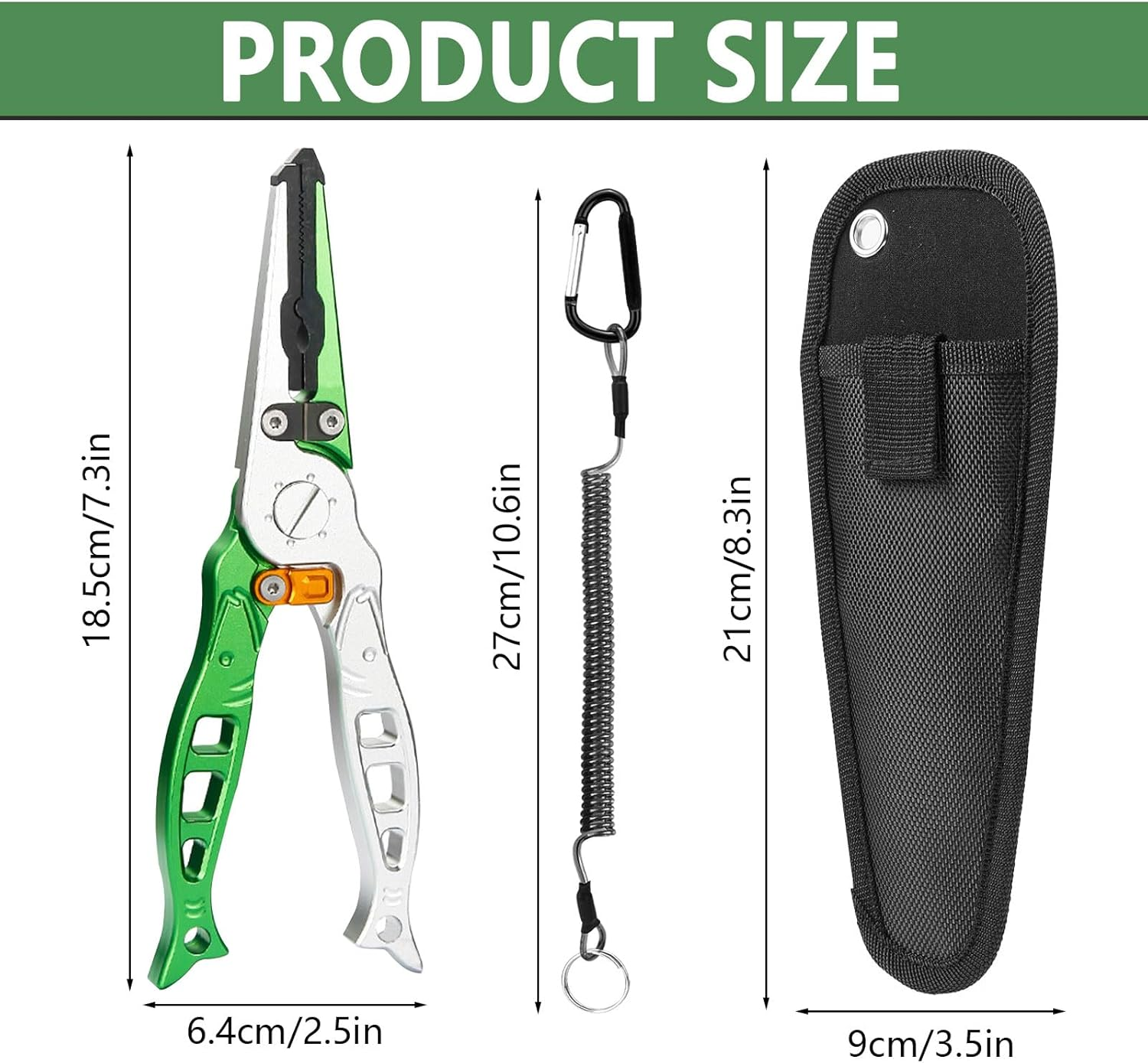 Fishing Pliers, Multi-Function Split Ring Pliers, Fish Hook Remover with Safety Lock, Fishing Gears with Sheath and Lanyard, Fishing Tool Gifts for Men image number 5
