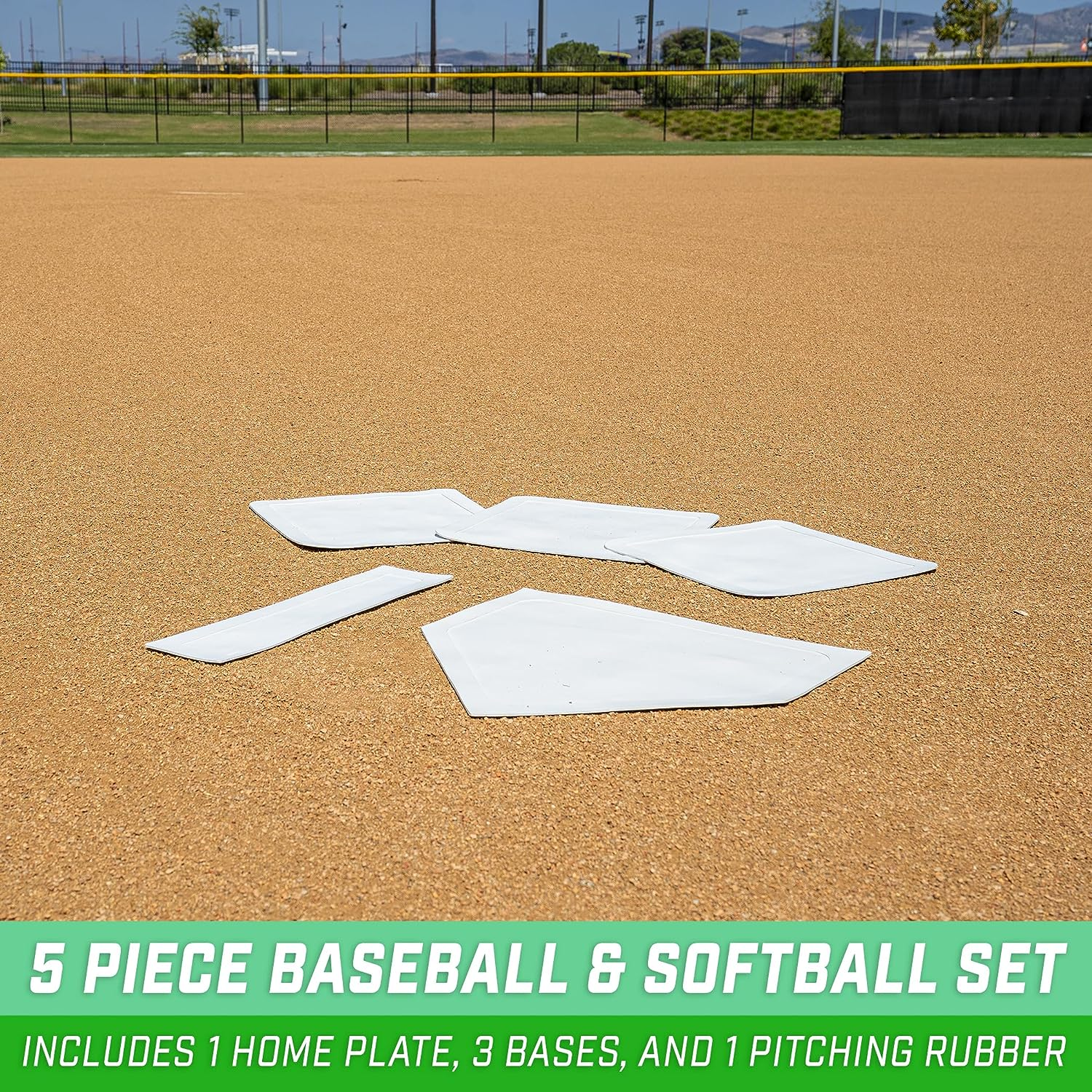 Gosports Baseball & Softball 5 Piece Base Set - Rubber Field Bases for Kids & Adults image number 1
