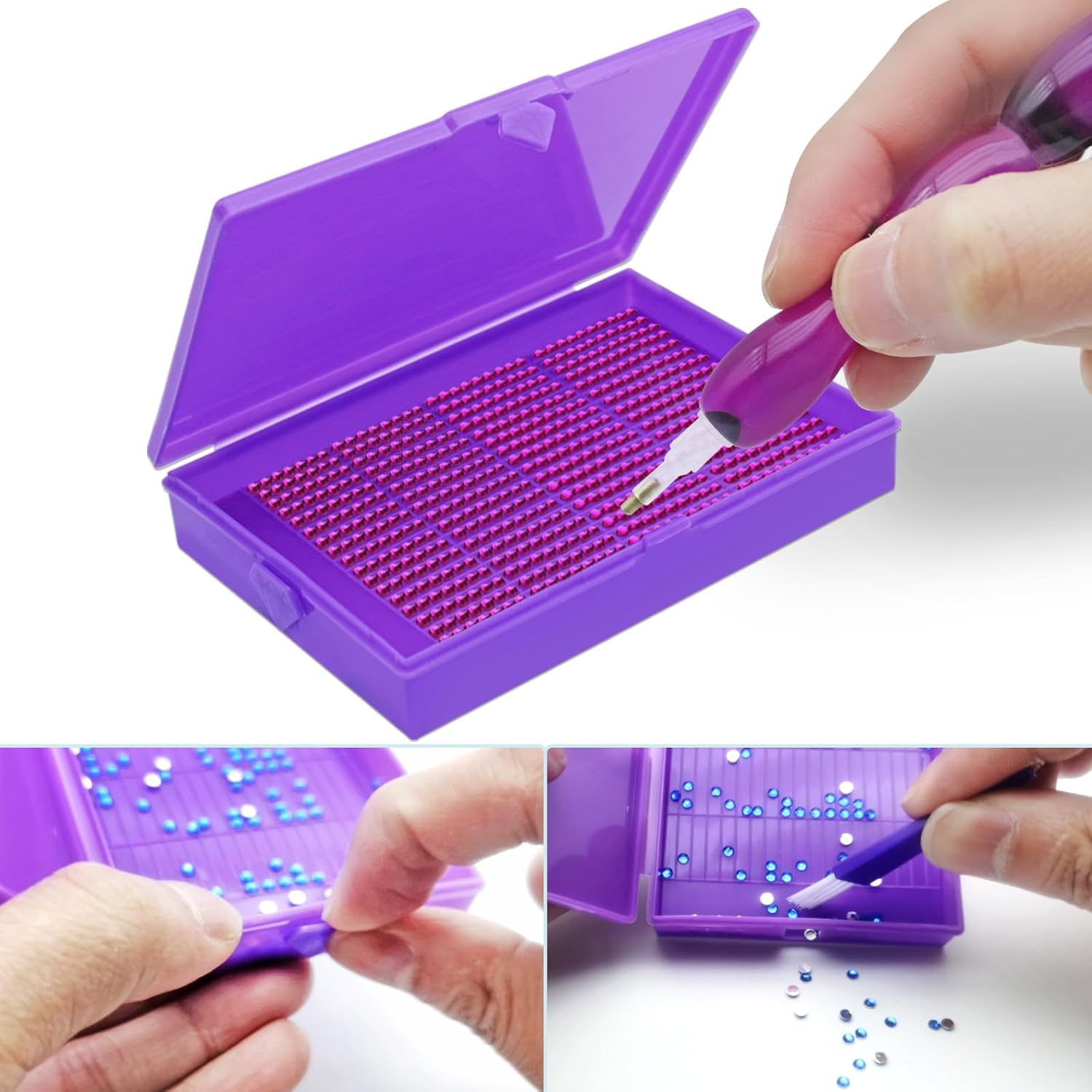 4 Pcs Diamond Art Tray with Lids, Finegood Diamond Art Storage Kits for Adults Diamond Paintings Tools and Accessories for DIY Art Crafts image number 1