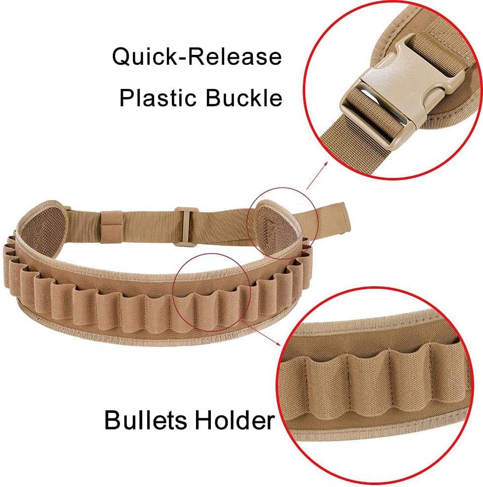 EXCELLENT ELITE SPANKER 24 Rounds Shotgun Shells Bandolier Shotgun Shell Shoulder Holder Shotshells Bandolier Belt(Coyote Brown) - Coyote Brown image number 3