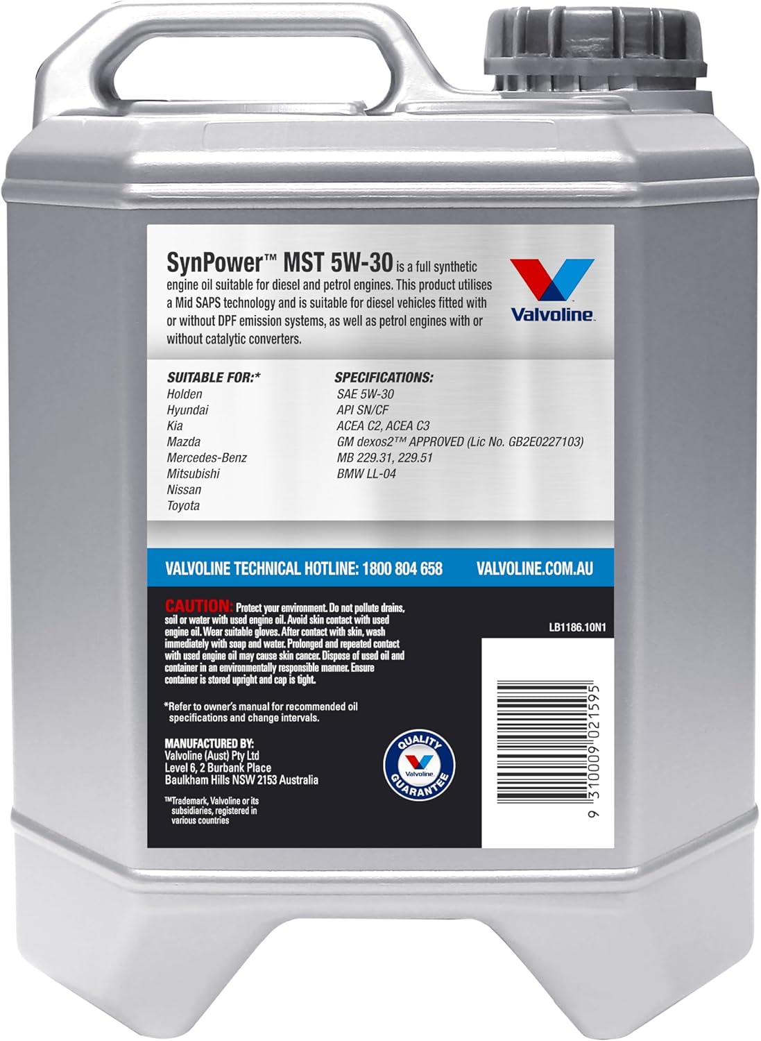 Valvoline MST 5W-30 Synpower Full Synthetic Engine Oil 10 Liter