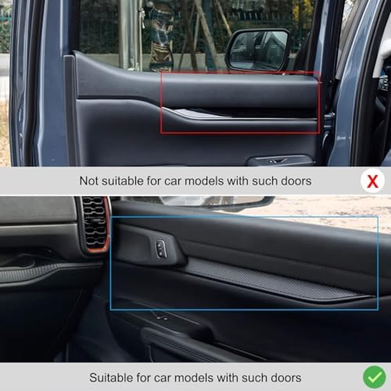 Car Interior Door Panel Trim Cover Car Door Armrest Strip Panel Protective Cover Car Accessories Compatible with Ford Ranger 2022 2023 2024 Carbon Fiber Interior Trim Cover ABS image number 1