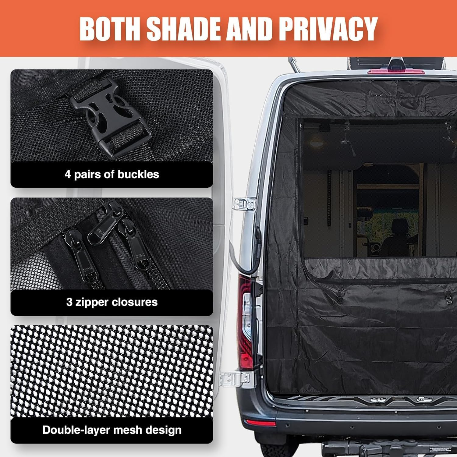 RV Insect Screen Back Door Flyscreen Magnetic Vans Screen for Mercedes Benz Sprinter High Roof image number 2