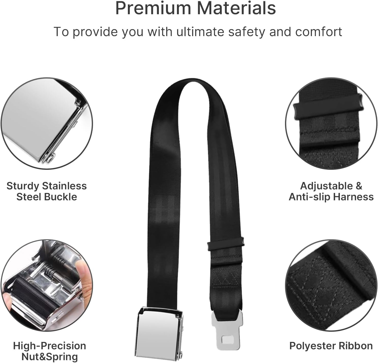 2-In-1 Airplane Seat Belt Extender, 7-31" Adjustable Length, Fits All Airlines Including Southwest Airlines 737-800/737MAX8 image number 5