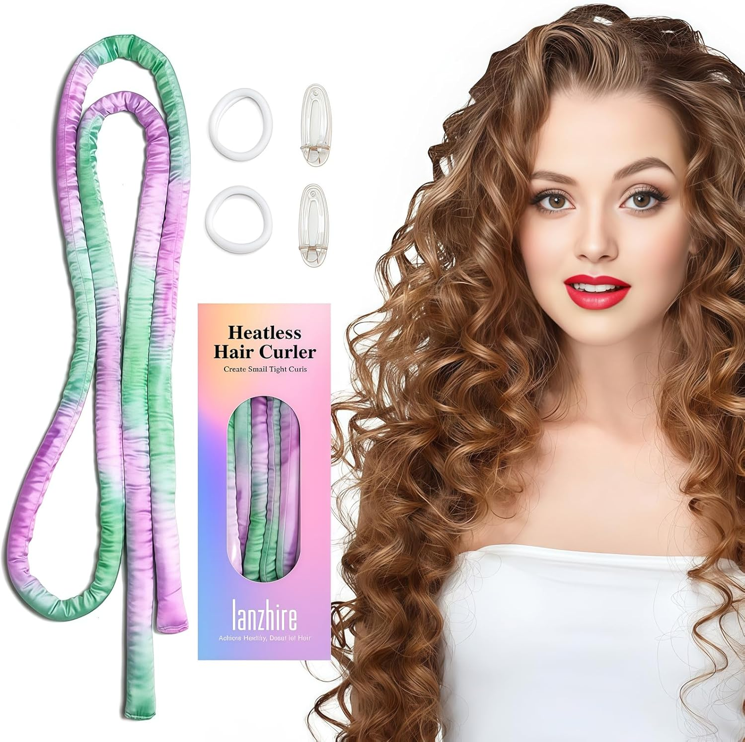 Lanzhire Heatless Small Curling Rod Headband, No Heat Thin Curling Headband for Long Hair and Short Hair, No Heat Curlers to Sleep In, Overnight Heatless Curls Headband (Purple Tie Dye)