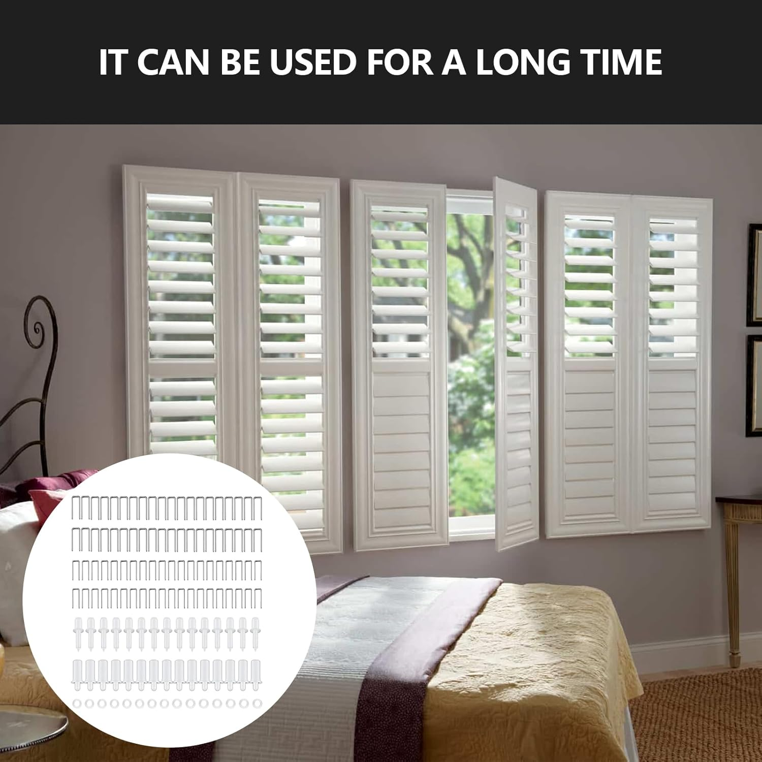 125 Pcs Plantation Shutter Pins Kit with 15 Pcs Springs, Spring Loaded Plantation Shutter Parts, Louvers Repair Pins Easy to Replacement, Louver Movable Blade Repair Parts, Windows Tools Supplies image number 4