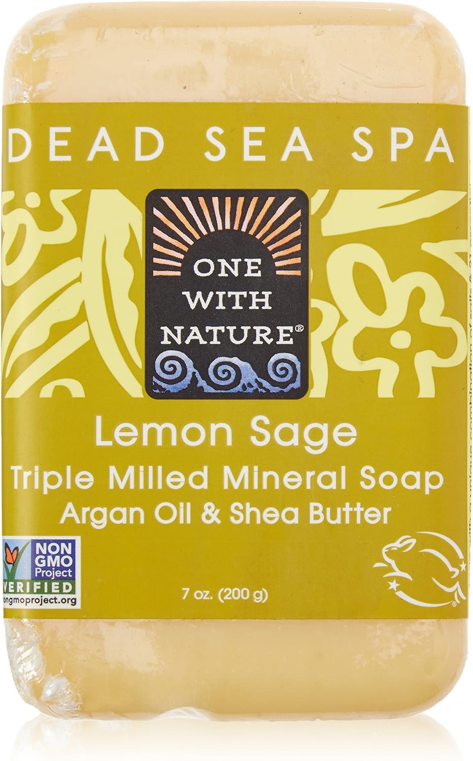 One with Nature - Dead Sea Mineral Bar Soap Mild Exfoliating Lemon Sage - 7 Oz. image number 1