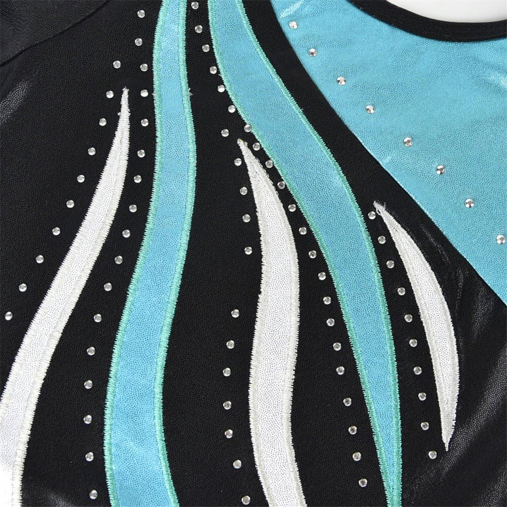 Long Sleeve Shiny Waves Metallic Athletic Dance Gymnastics Leotard Girls image number 2