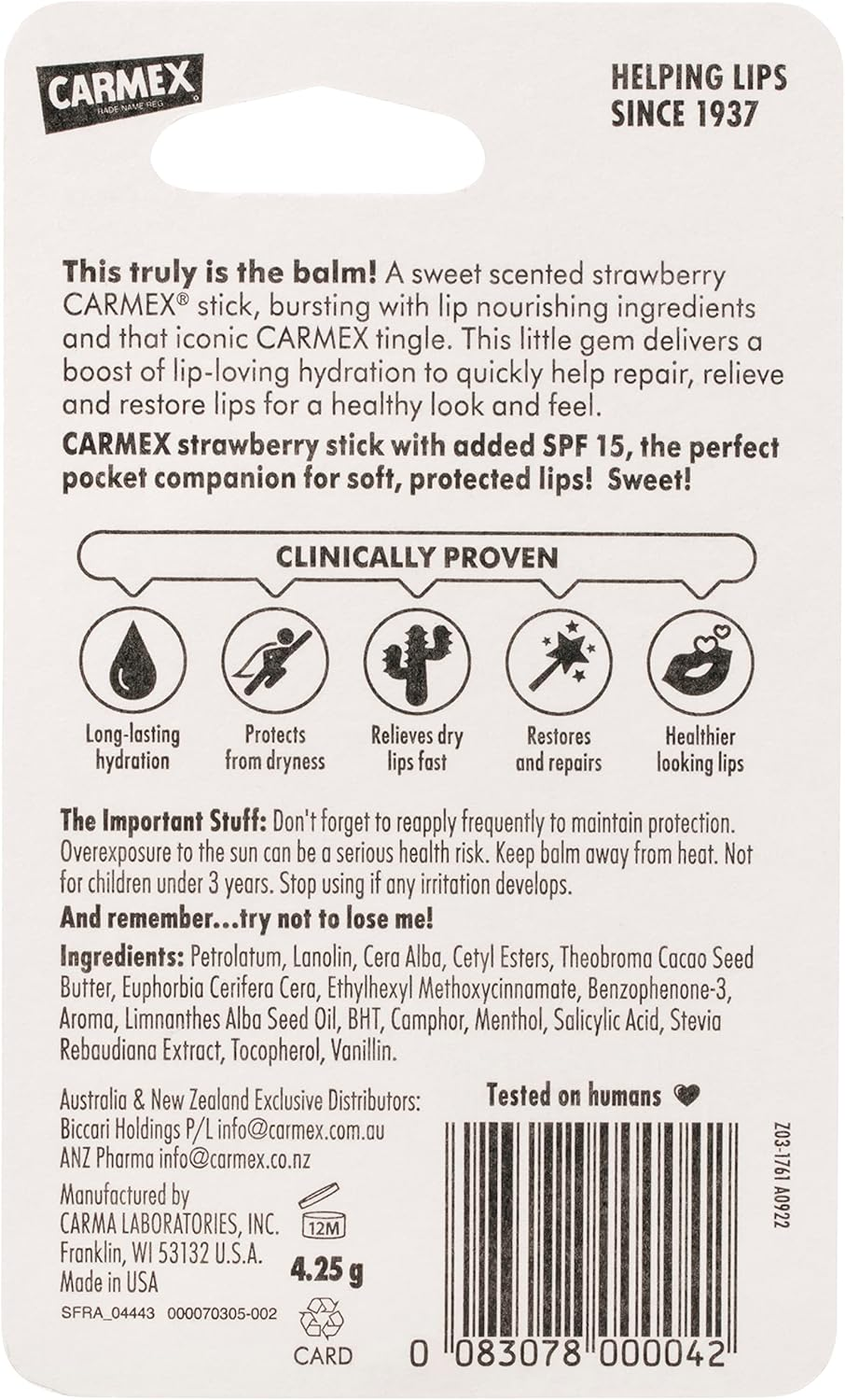 Carmex Strawberry Click Stick SPF 15, 4.25G image number 5