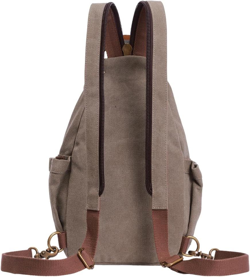 NECTAR YUNBURST Army Green Canvas Leather Compact Multi-Function Gear - Crossbody Backpack/Shoulder Casual Daypack/Versatile Rucksack for Cycling Hiking Travel Outdoor | 40X30X10Cm Unisex image number 3