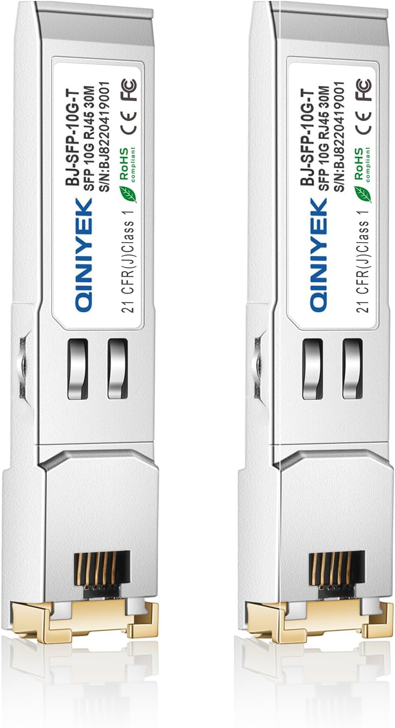 QINIYEK SFP+ to RJ-45 Module, 10Gbase-T SFP+ Copper Gbic Transceiver Compatible for Cisco,Meraki,Ubiquiti,D/Tp Link,Supermicro,Netgear,Broadcom, Plug and Play,Hot Pluggable,30M, Pack of 2 image number 6