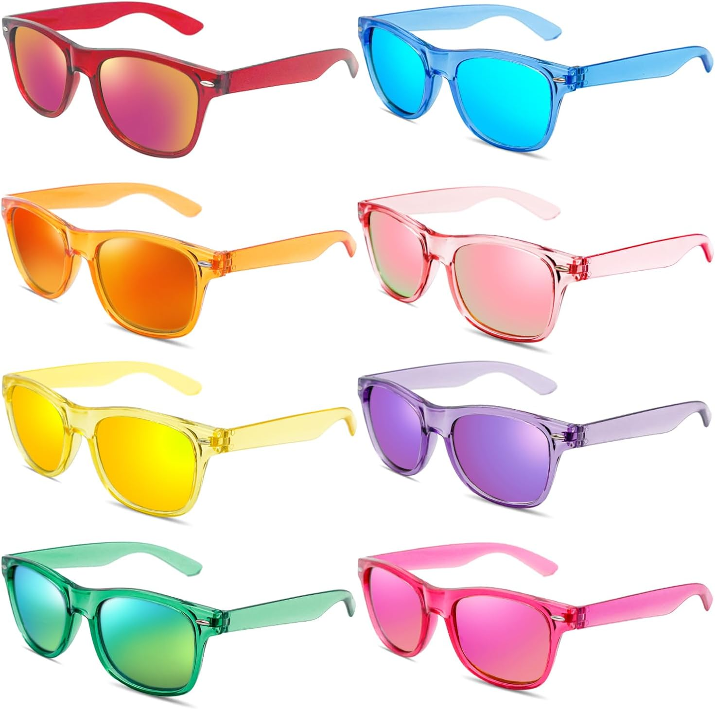 Pibupibu 20 Pack Neon Party Mirrored Lens Sunglasses Bulk, Wholesale Colorful Sunglasses for Adult Party Favors, Unisex