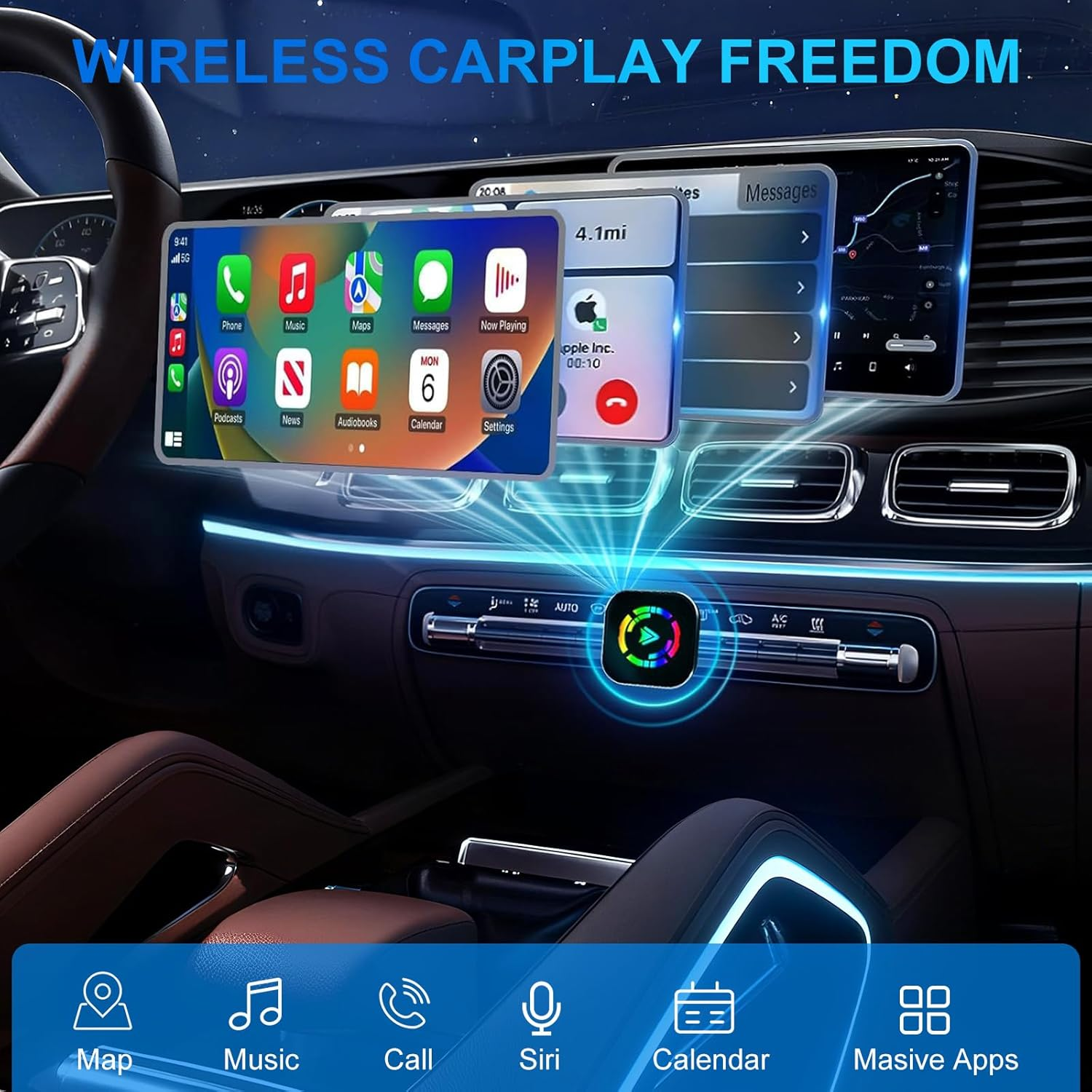 Wireless Carplay Adapter Wired to Wireless with Extension Usb-C/Type-C, Mini USB Design for Apple Carplay Android Auto, Plug & Play Auto Fast Stable Connect Car Play for Iphone Android, 2017+ Cars image number 5