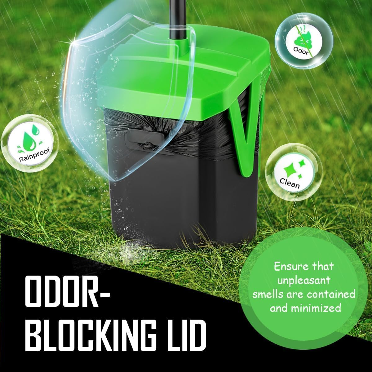 Dog Pooper Scooper Swivel Bin & Rake Kit with 100 Waste Bags,33.4" Stainless Steel Long Handle Heavy Duty Pet Poop Shovel for Large Medium Small Dogs, Odor-Proof Lid for Yard/Lawn/Outdoor Use image number 4