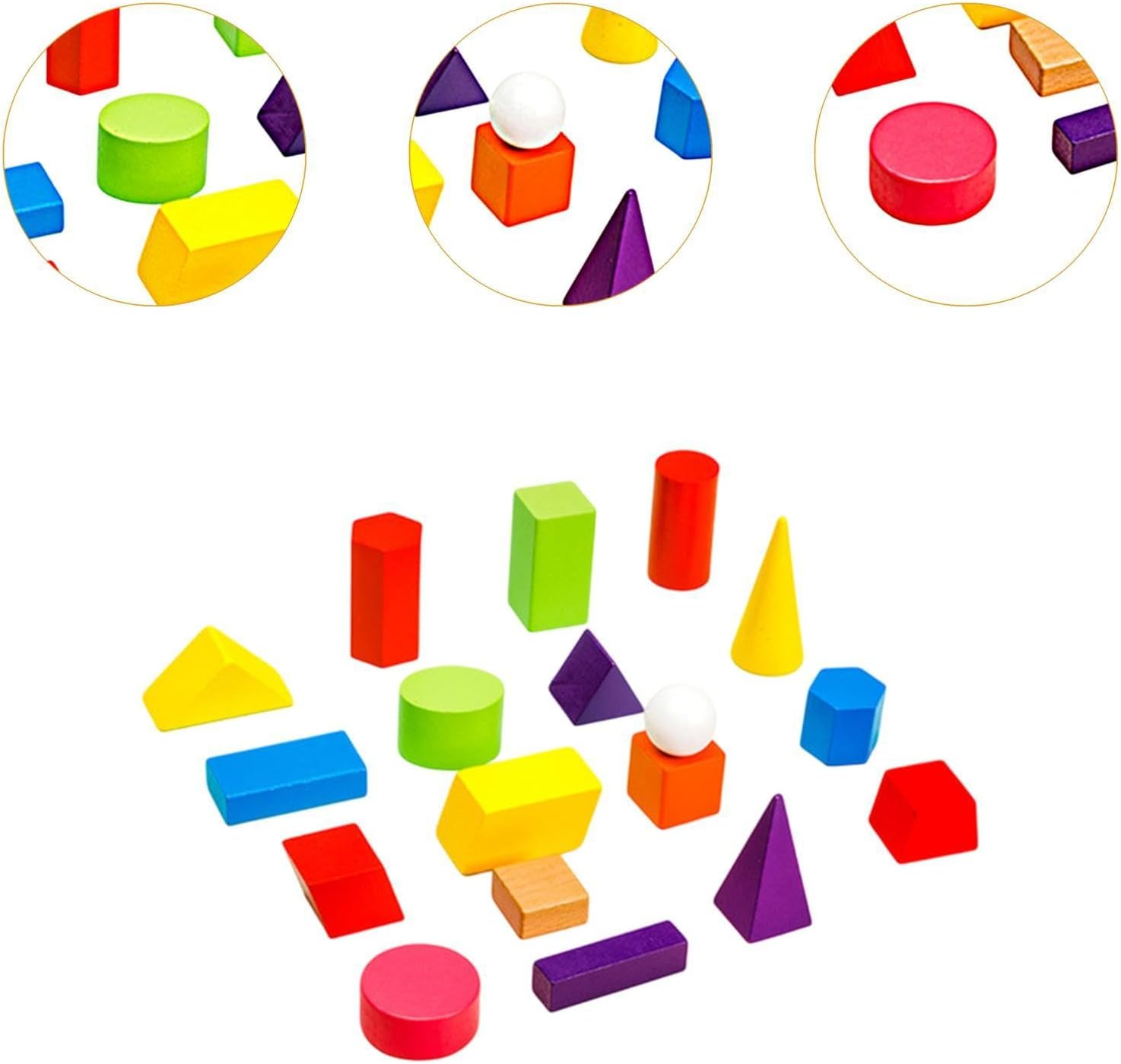 Eigell 18Pcs Geometric Solids Shape Blocks Mini 3D Shapes Pattern Blocks for Games Travel image number 3