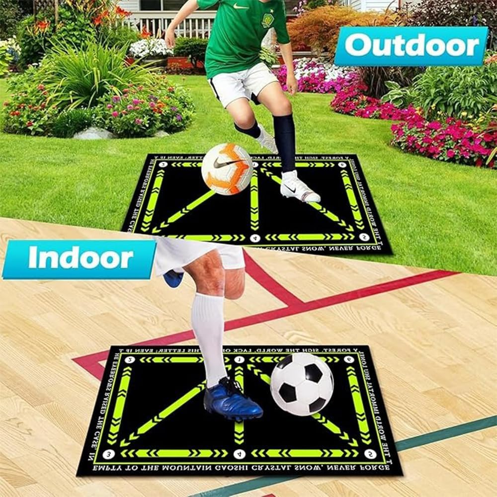 HPAMR Football Footstep Training Mat, Football Dribbling and Passing Practice Mat, Soccer Training Mat for Soccer Training, Portable and Durable, Ideal for Improving Agility, Footwork, and Technique image number 6