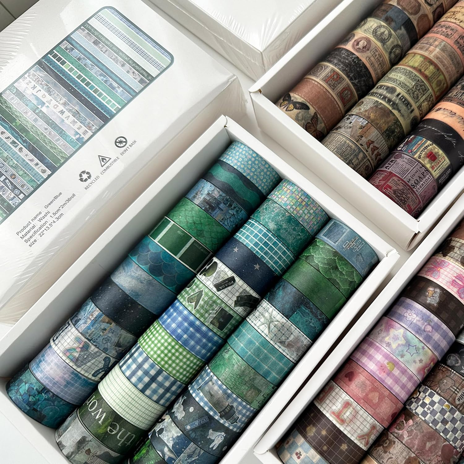 YUBBAEX Cute Washi Tape Value Pack 36 Rolls Aniamls Printed Masking Tape Kawaii Decorative for Arts, DIY Crafts, Journal Supplies, Planners, Scrapbook, Card/Gift Wrapping (Girly Style) image number 5