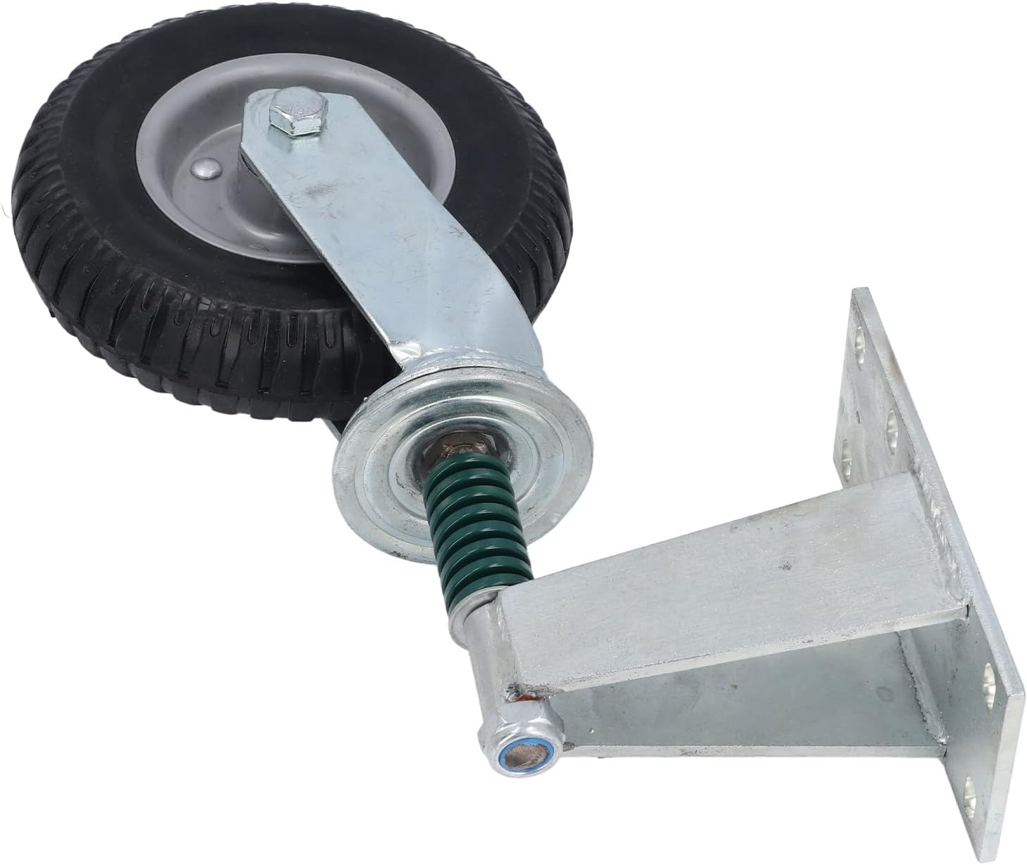 600Lbs Load Capacity Gate Wheel, 8In Metal Gate Support Wheel, Spring Loaded Gate Caster Wheel for Swing or Rolling Gates - Universal Mount Plate, Rubber Wheels, Proof (Black)